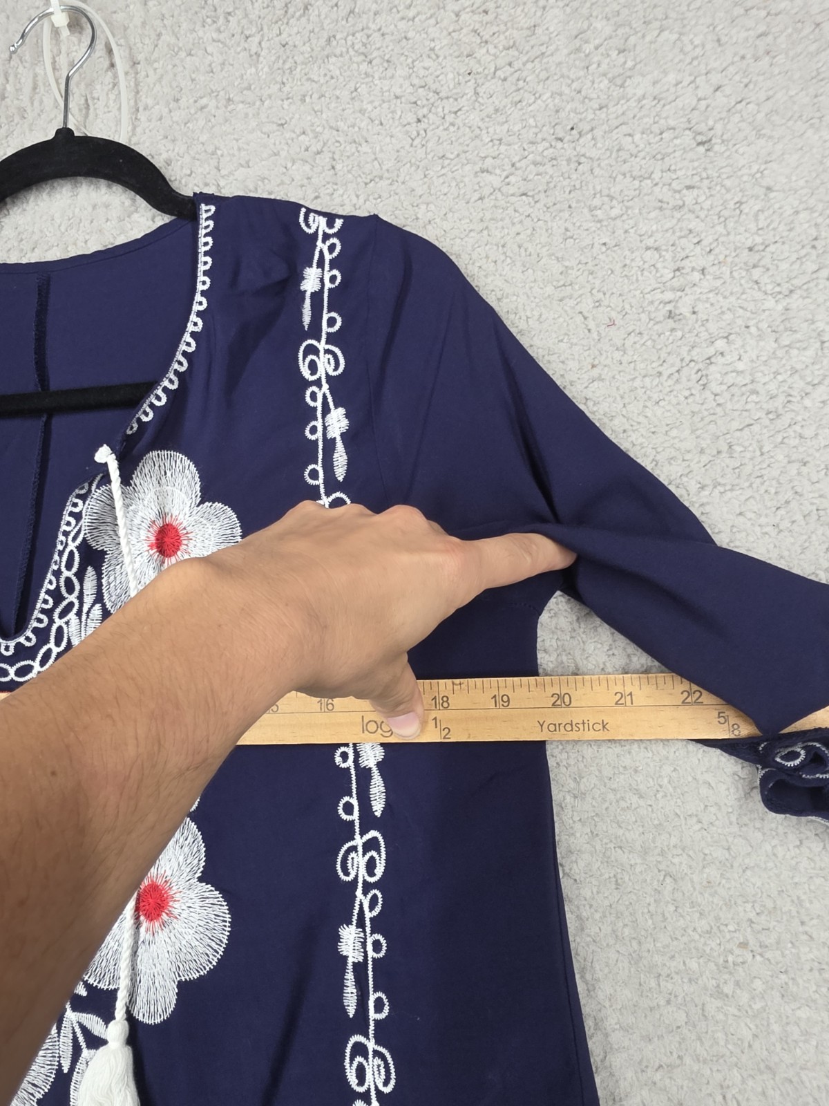 Blue Kaftan Dress One Size Fits Most Embroidered Beach Swim Cover Resort Wear