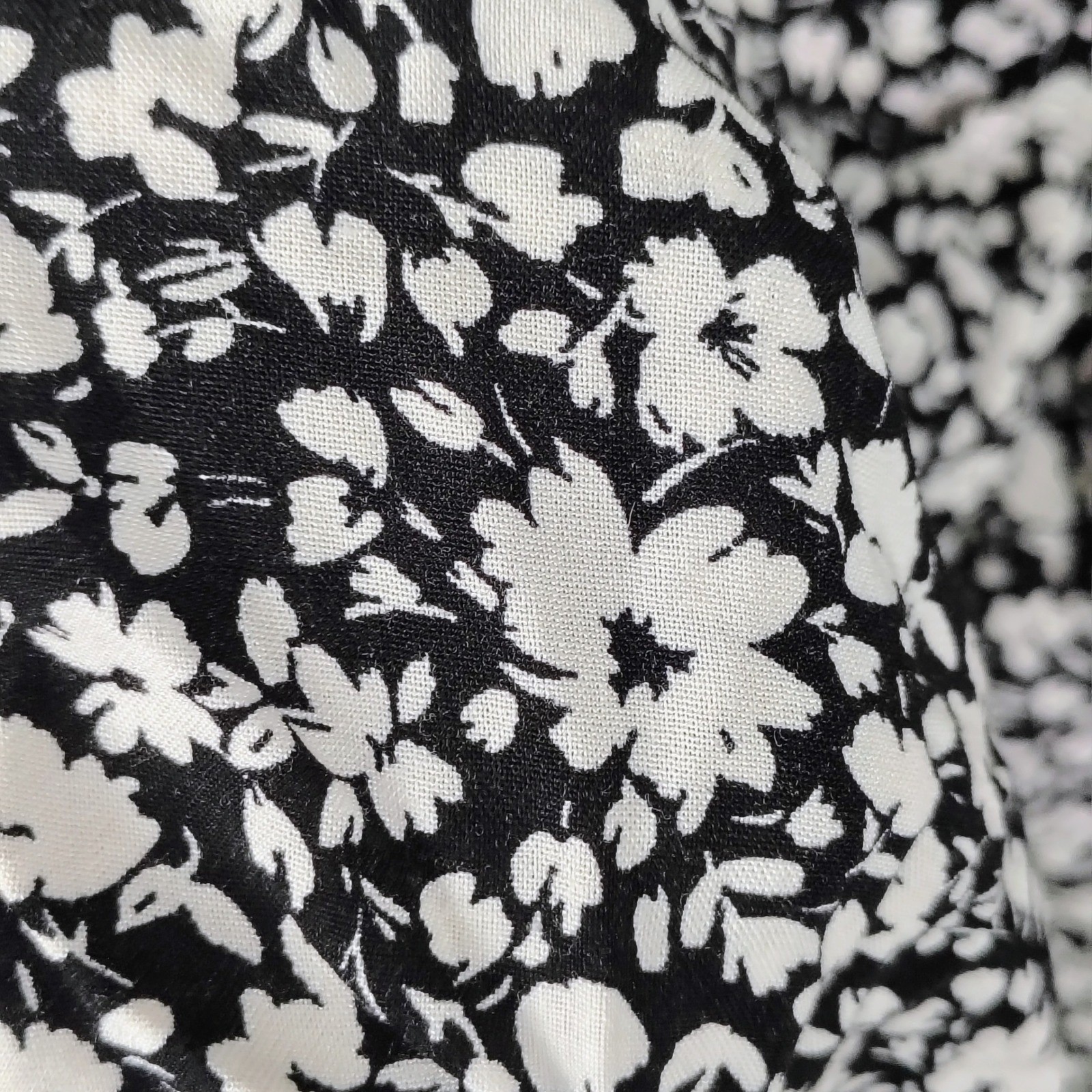 As U Wish Black White Floral Puff Smocked Back Dress XL cottagecore babydoll