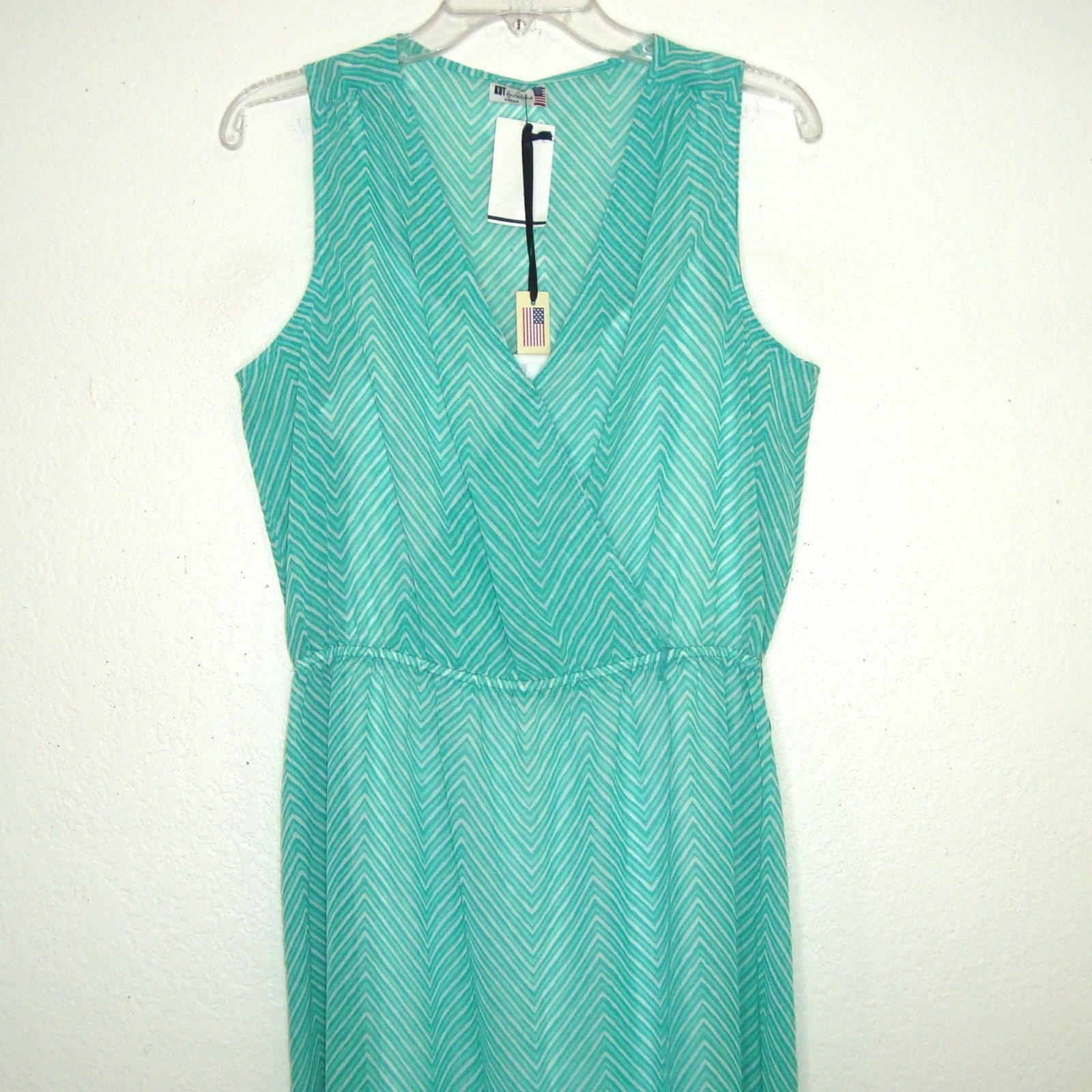 NEW Kut From The Kloth 2 Pc Maxi Dress Women Size M Chevron Print Semi Sheer