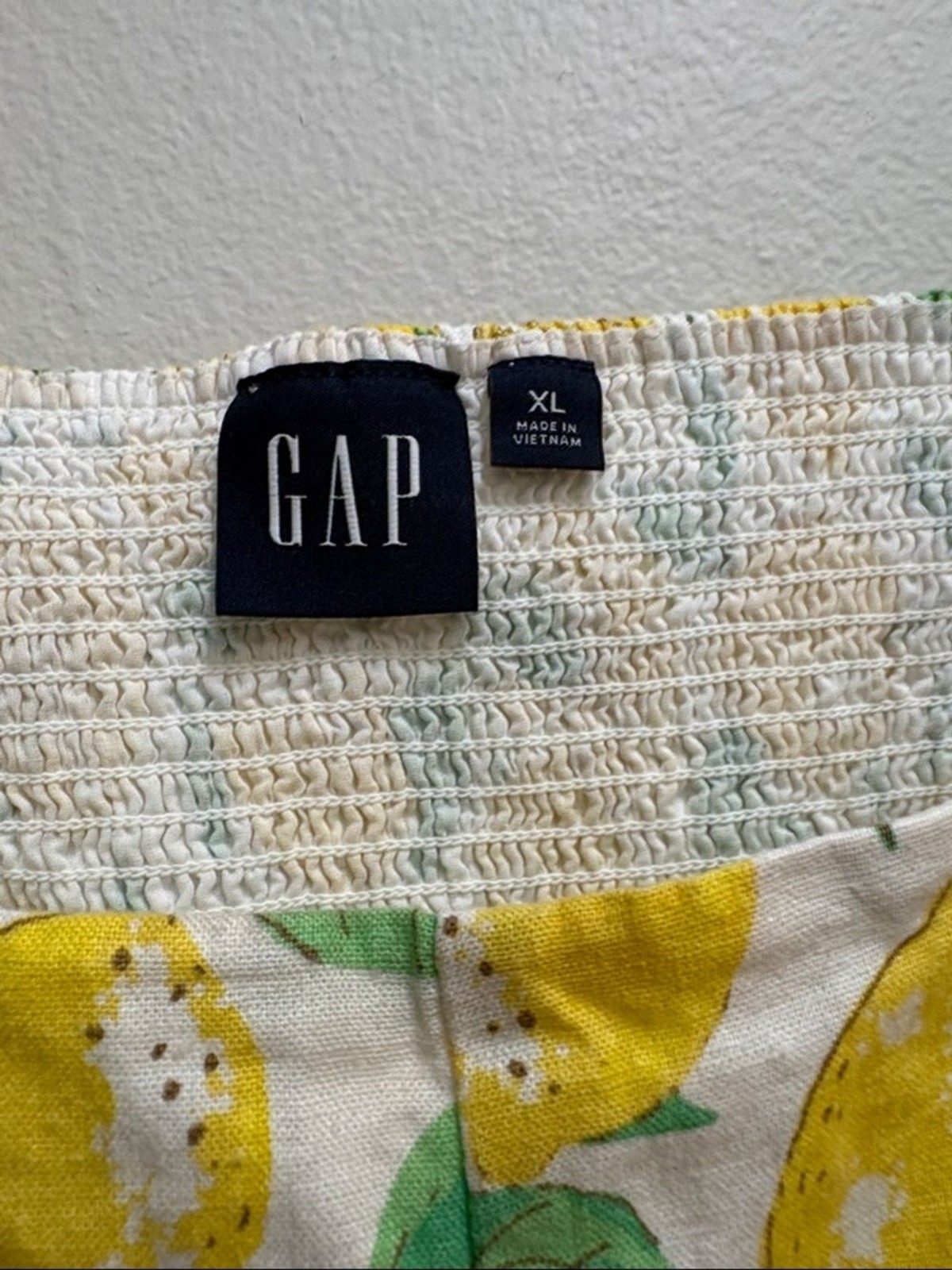 GAP XL White Yellow and Green Lemon Sleeveless Summer Dress