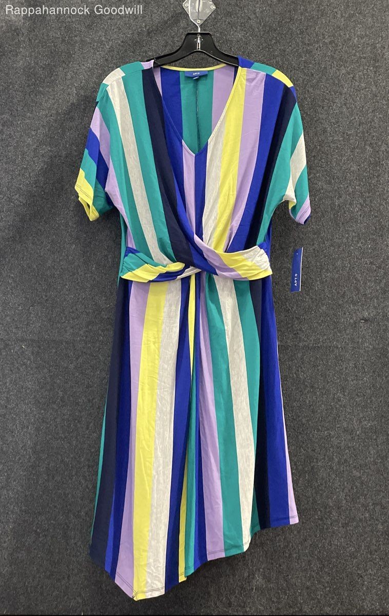 Apt. 9 Women’s Crossover Dolman Midi Dress Striped V-Neck Multi-color Sz L NWT