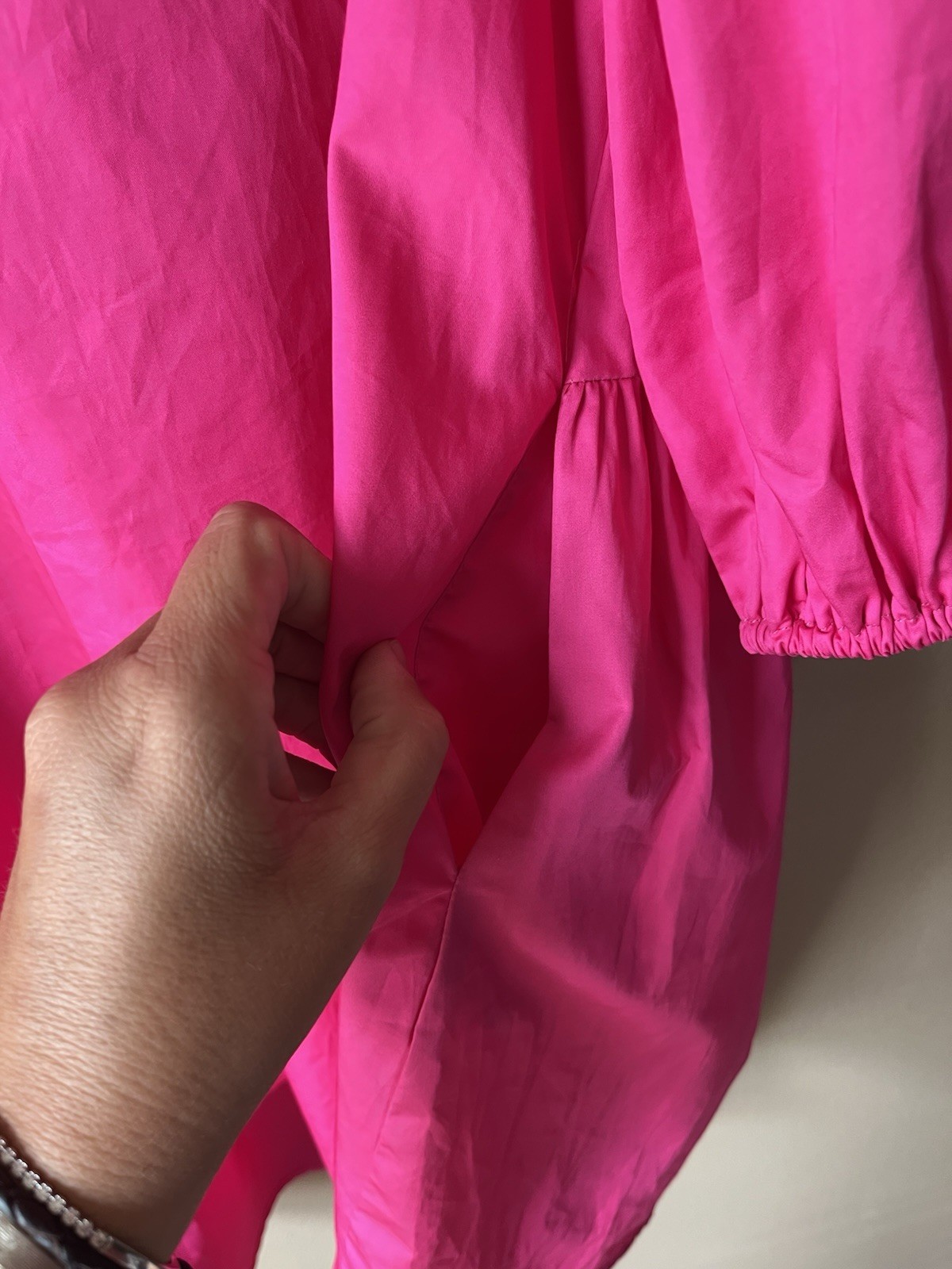 Devotion Twins Hot Pink Solid Azuritis Tunic Bubble Sleeve Asymmetrical Dress M