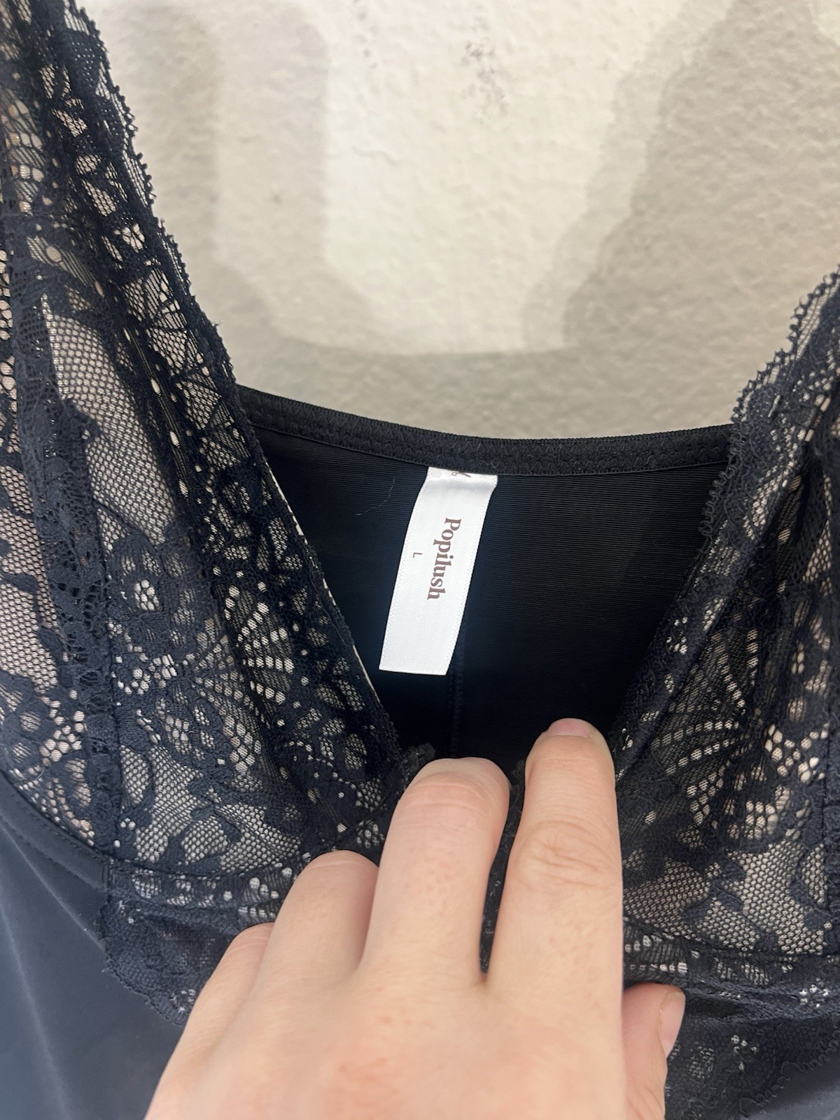 NWT Popilush Shapewear Lace V Neck Side Slit Slimming Maxi Slip Dress black L