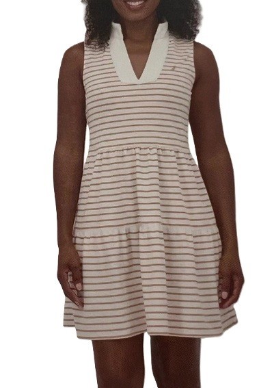 Nautica Women’s Tiered Dress Almond/Ivory Size Small NWT