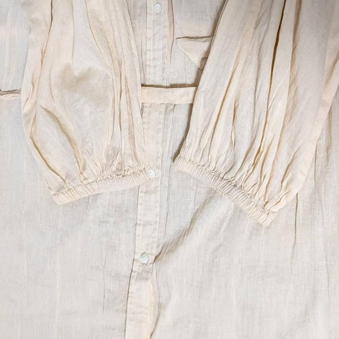 relume Journal Standard Long Dress Beige Belted No Collar Gather Cotton Size 38