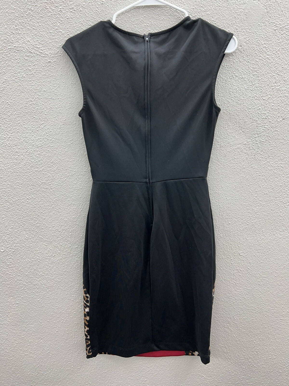 Womens Mystic Dress Size Unknown Red, Black, Animal Print Color Block Cap Sleeve