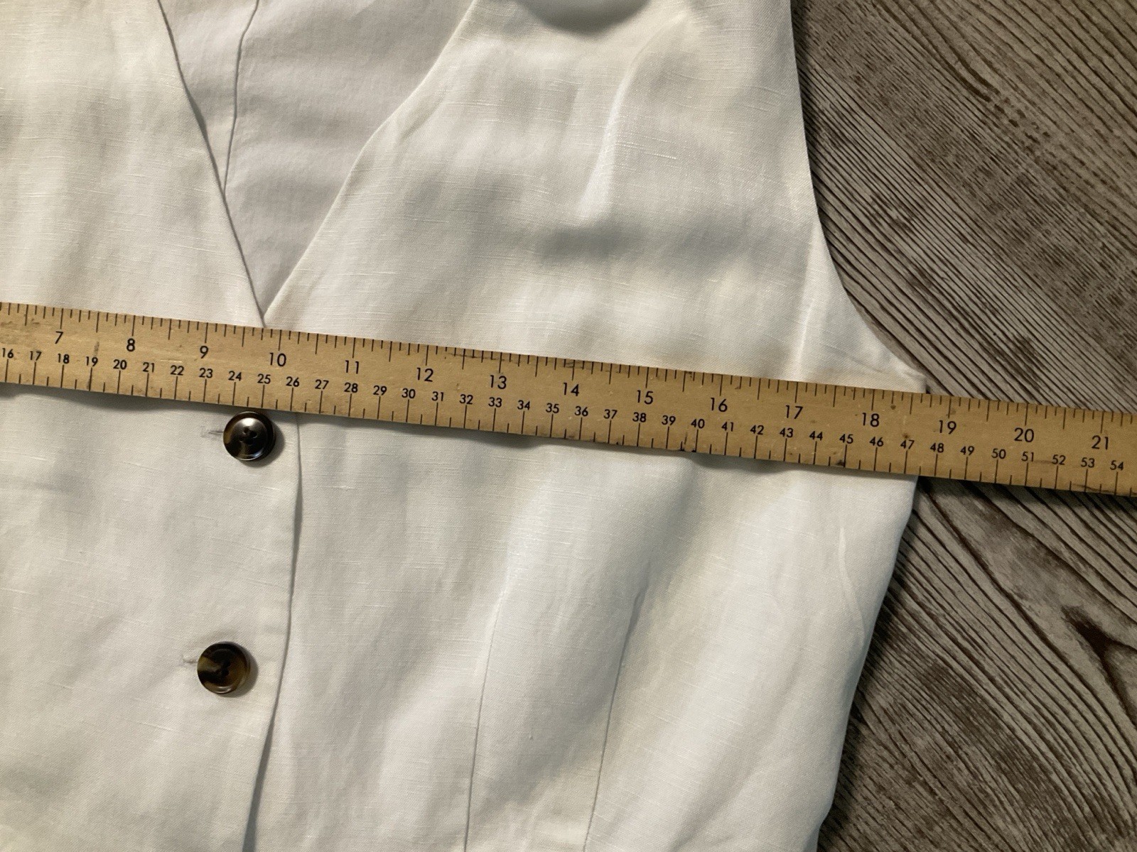 Ann Taylor White Linen Blend Button-Down Vest Dress Sleeveless Midi Size 8