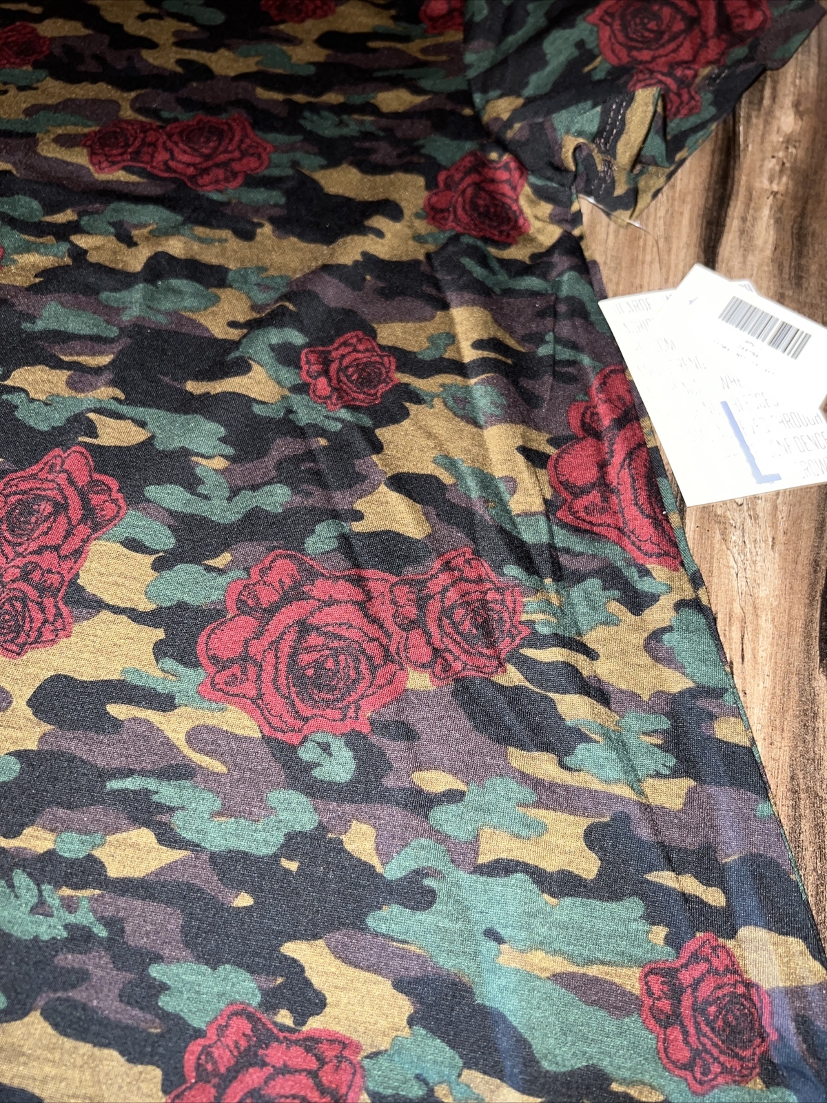 Lularoe Carly Dress 🦄 Large 14/16 12/14 Green Camouflage Red Roses Rare HTF New