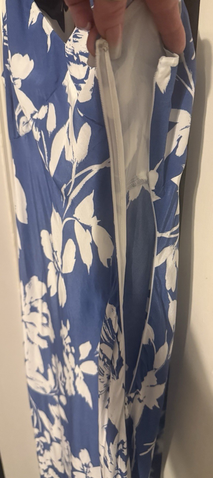 Madewell Periwinkle Blue White Calla Lily Floral Side Slit Maxi Dress 14