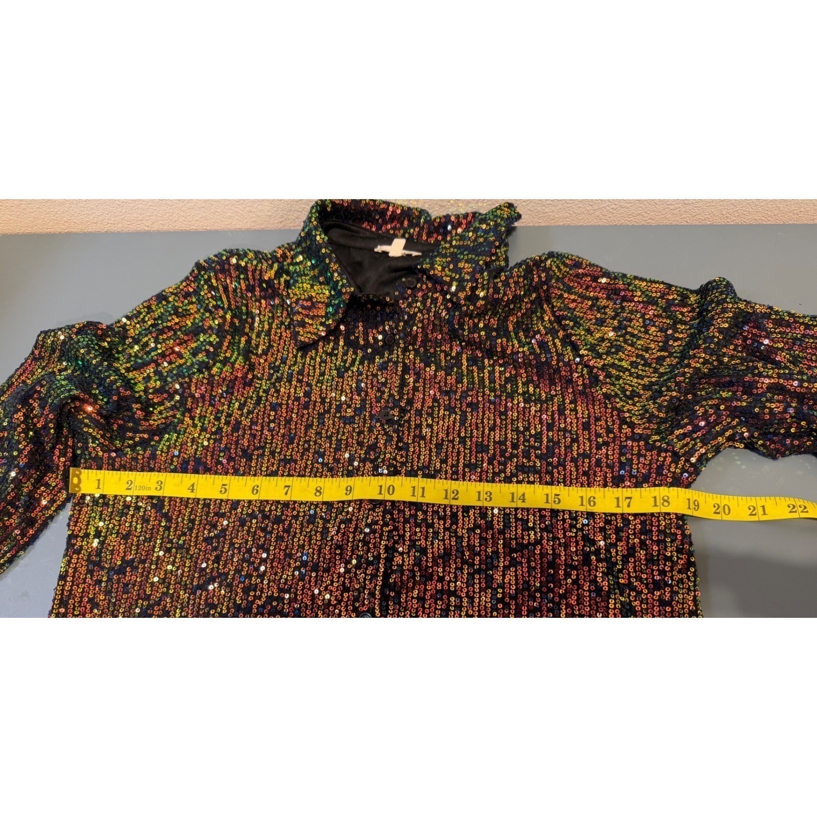 Jodifl Womens Iridescent Sequin Button Down Shirt Dress Multi-Color Small New