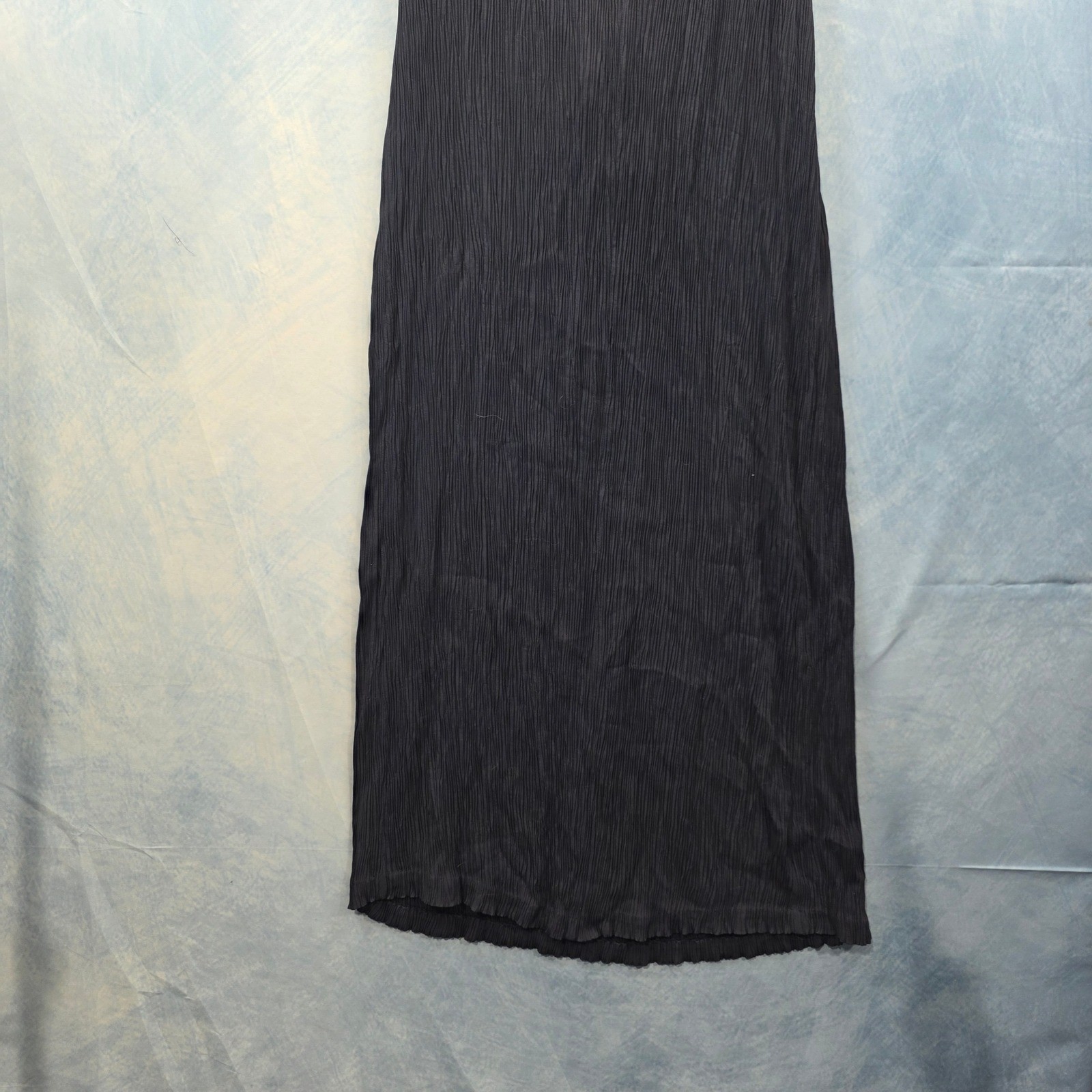 Another Thyme Vintage Navy Blue Crinkle Maxi Dress Floral Embroidered Size 8 USA