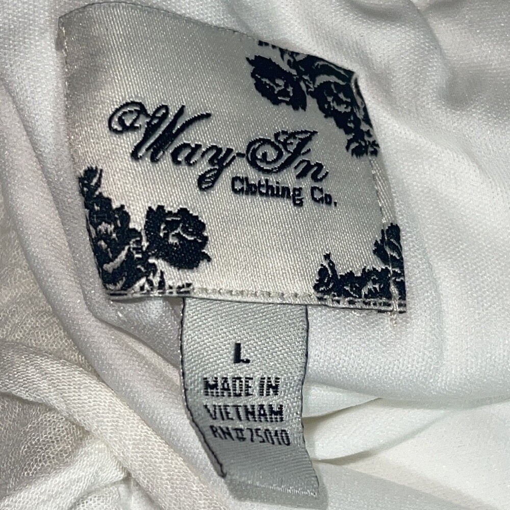 Way-In Dress Womens size Large embroidered Sleeveless  Boho tassels white New