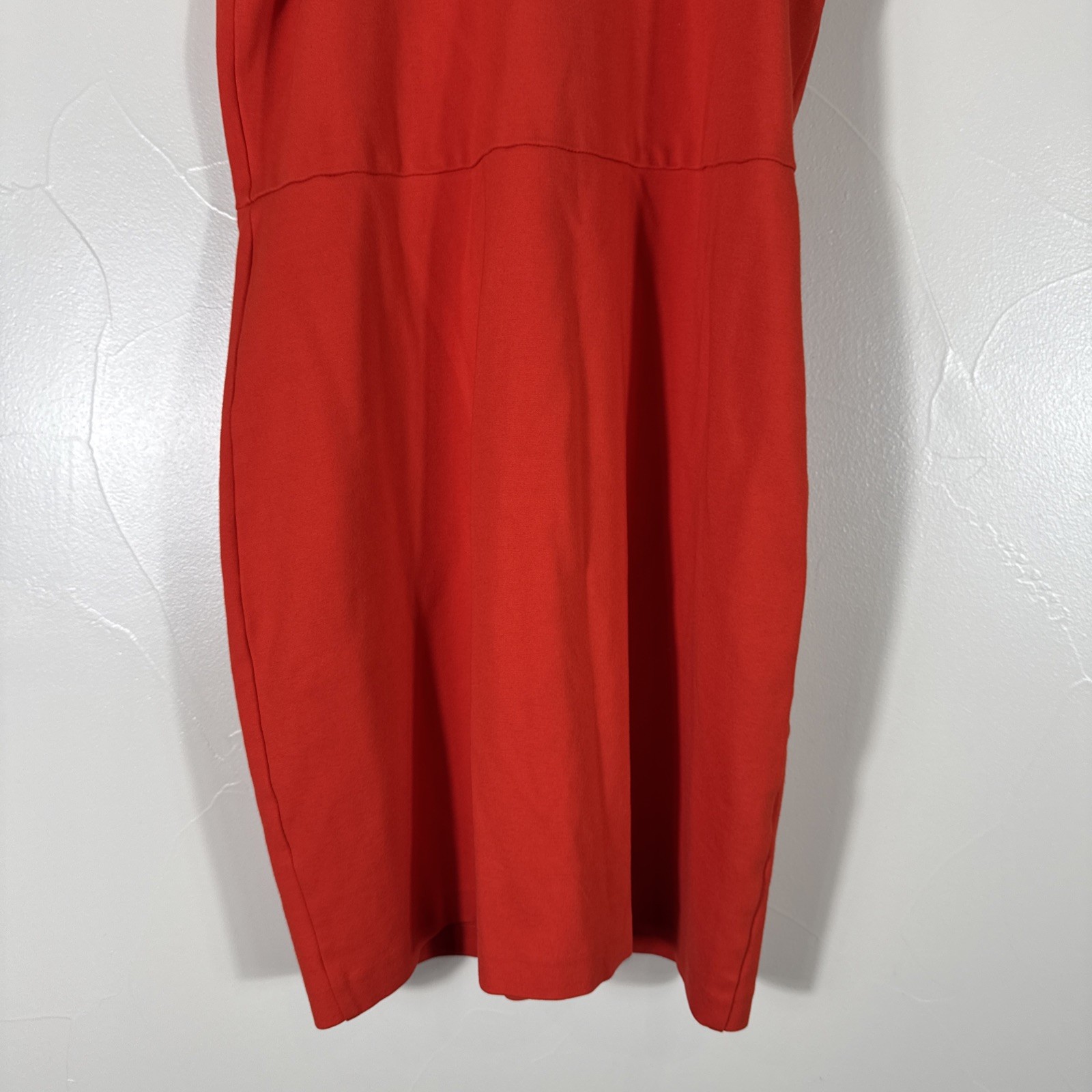 Amanda Uprichard Spandex Nylon Dress Tomato Red Medium Stretchy Ruffle Sleeves
