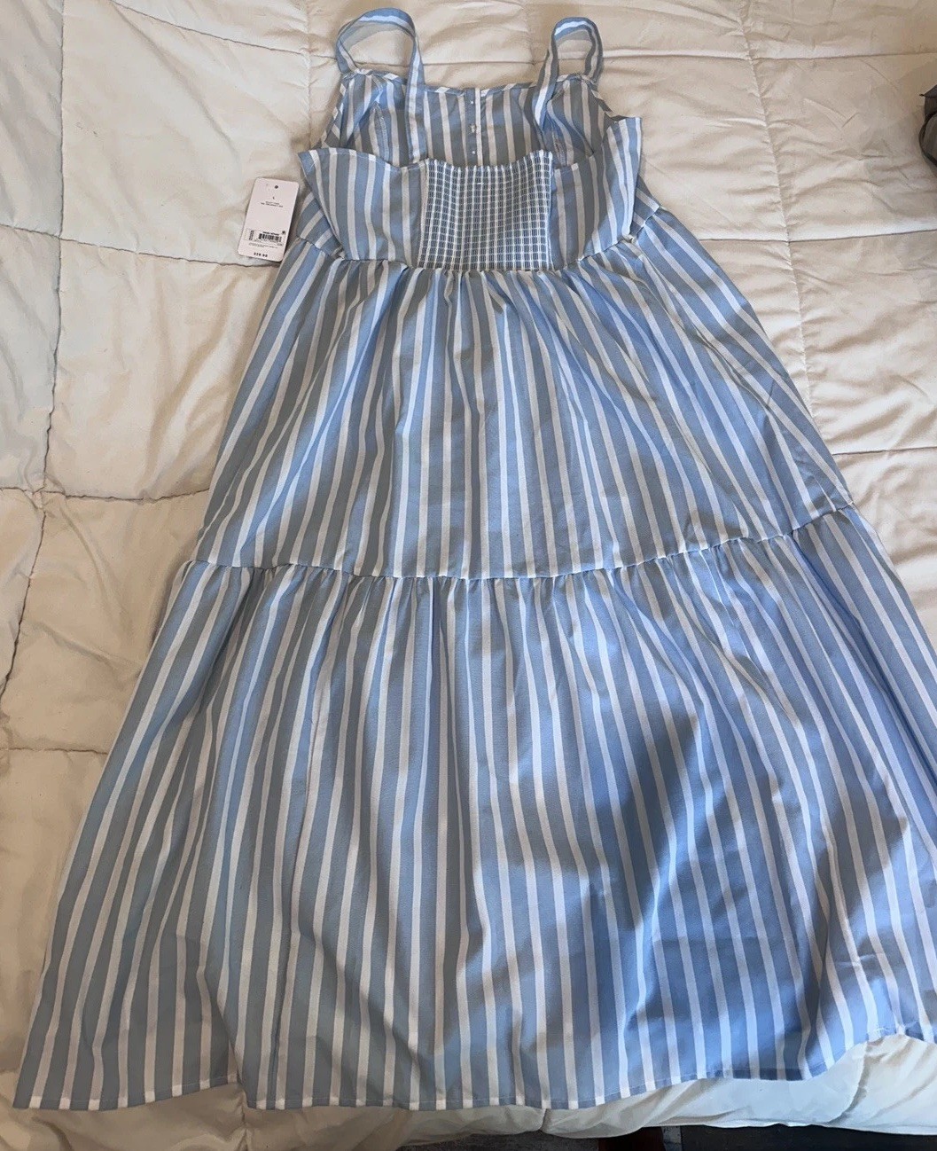 New Ingrid & Isabel Sleeveless Light Blue Stripe Maternity Dress L Retail $30