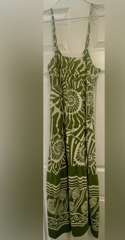 Sofia Jeans by Sofia Vergara Tie Front Cutout Tropical Maxi Dress Green Size M