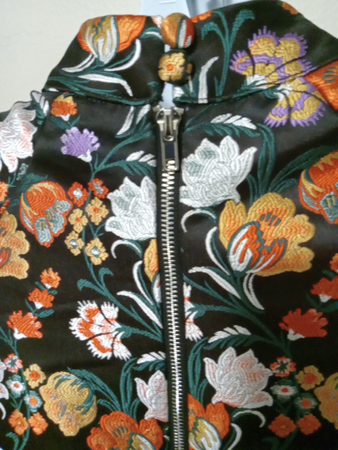 Lost Ink Women Black Multicolor Floral Ruch Mutton Sleeve Dress Size Small