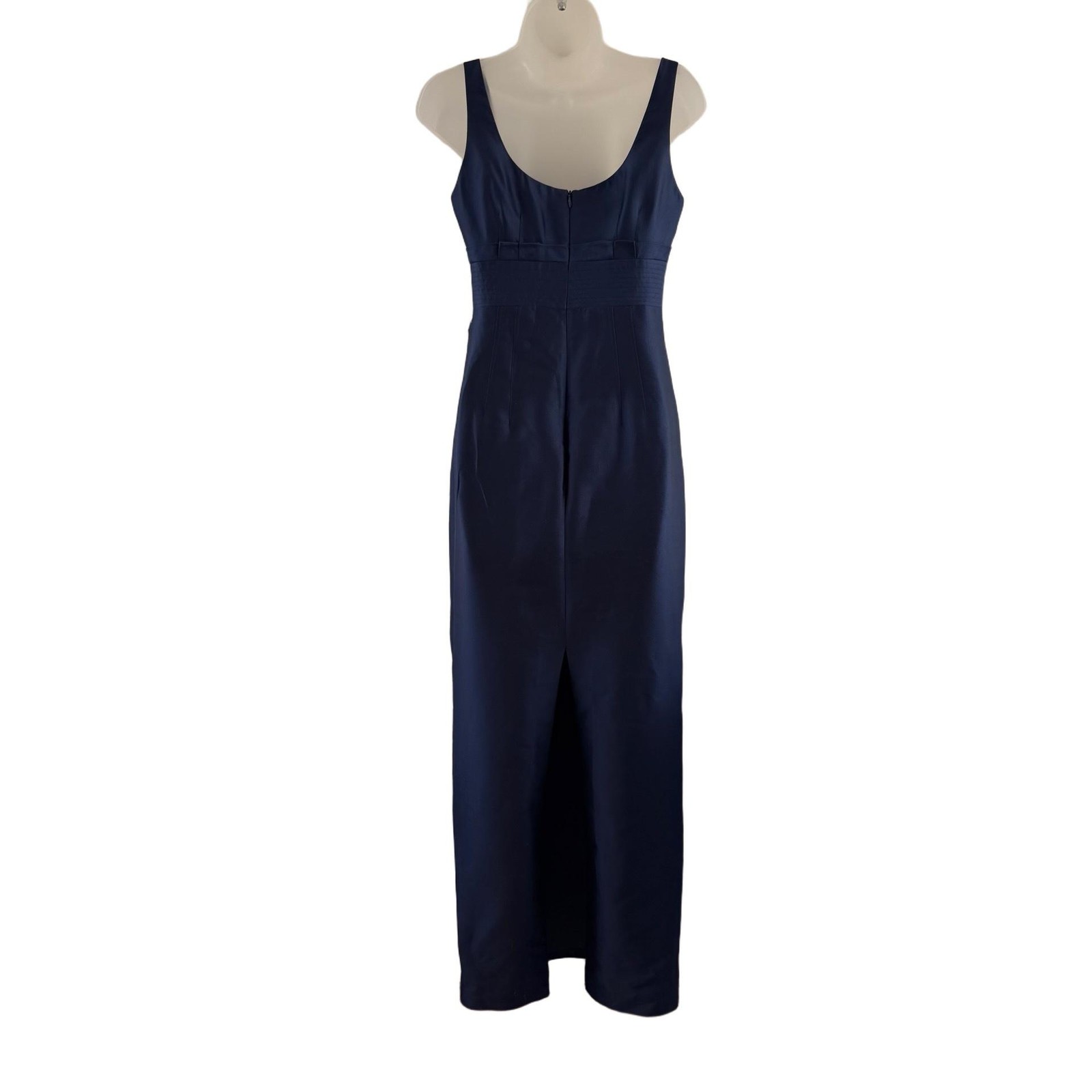 Vintage Kay Unger New York Navy Wool Silk Blend Column Gown Dress 4 NWT Luxury