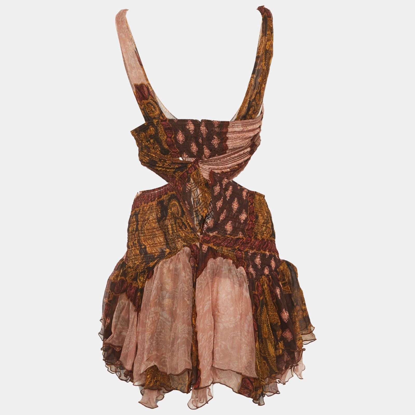 Donde Esteban Multicolor Silk Chiffon Estrellitas Mini Dress XS