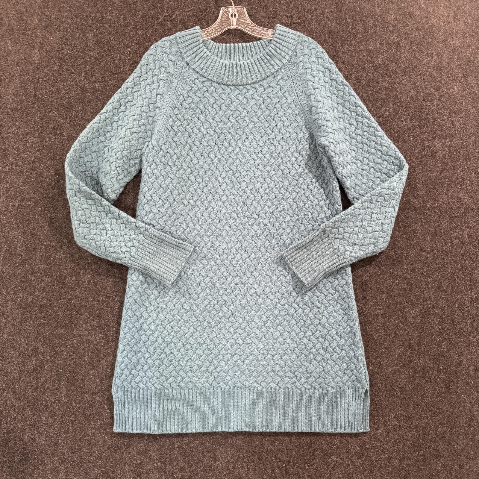 Moth Anthropologie Sweater Dress Women’s Large Blue Wool Textured Knit Pullover