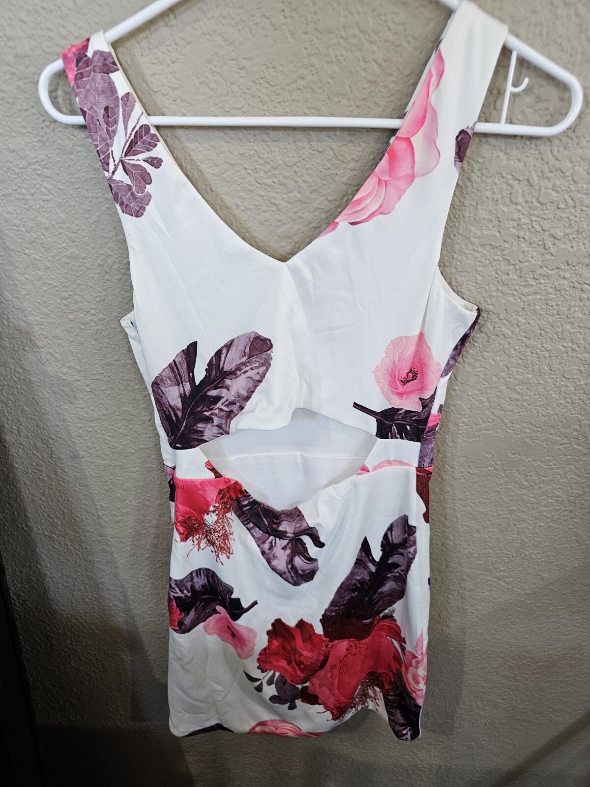 Solaris Style White Pink Floral Print Above Knee Dress Women’s Medium NEW