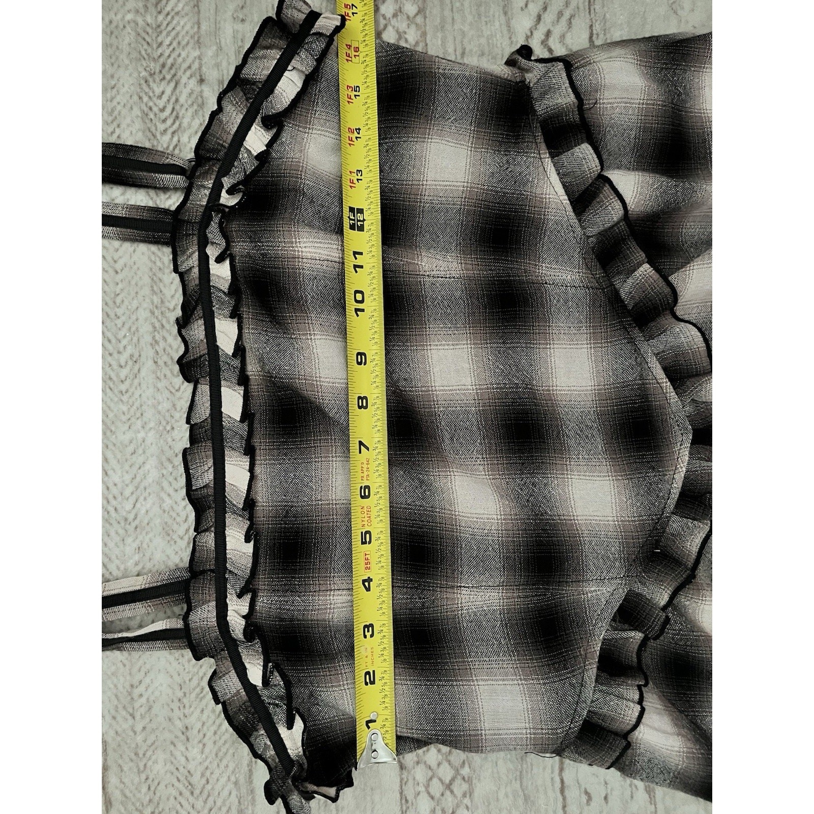 Heart & Heels Plaid Lined Ruffle Strapped Mini Dress 26 in Length Size Large
