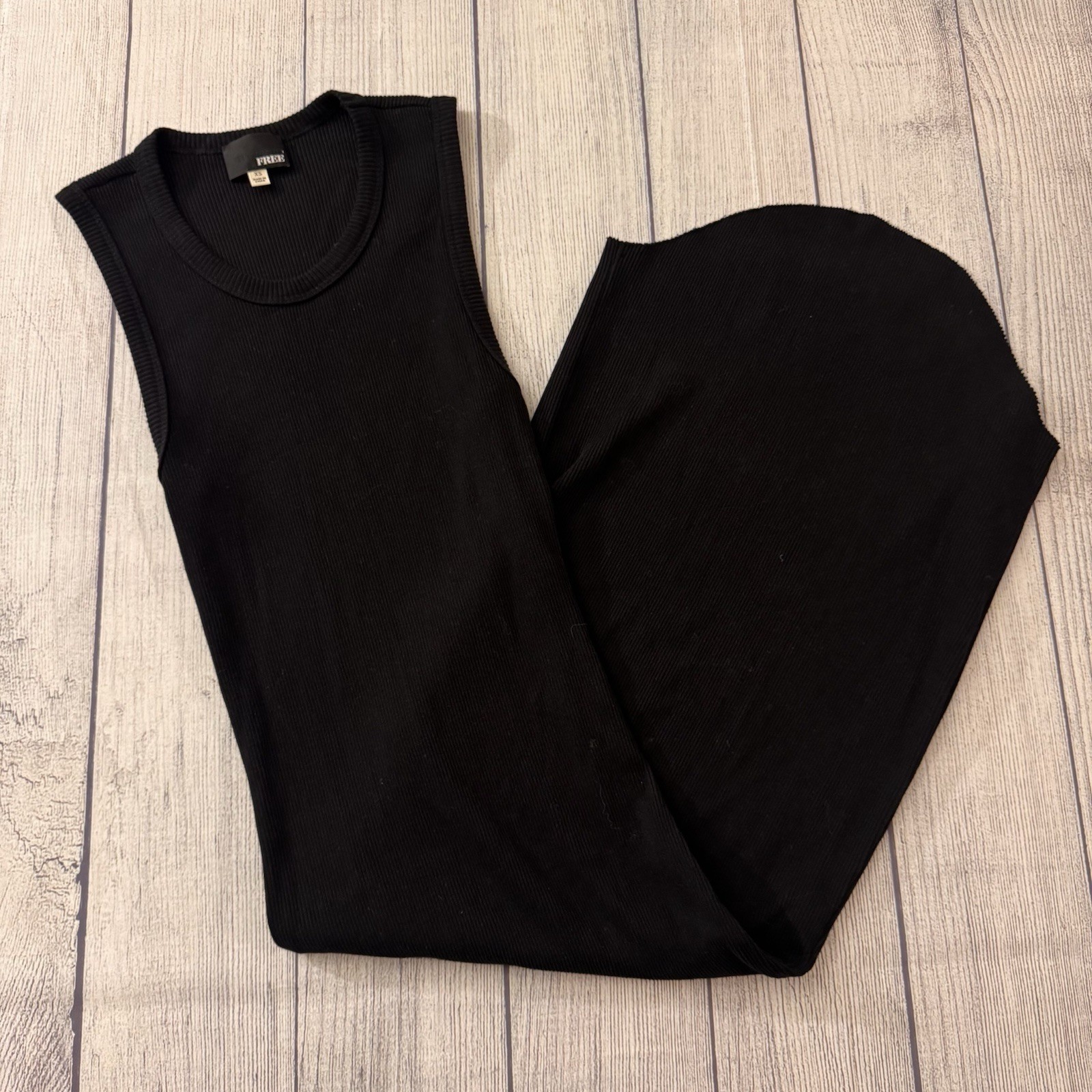 ARITZIA WILFRED FREE Women’s Ribbed Black Sleeveless Tank Dress Bodycon Size XS
