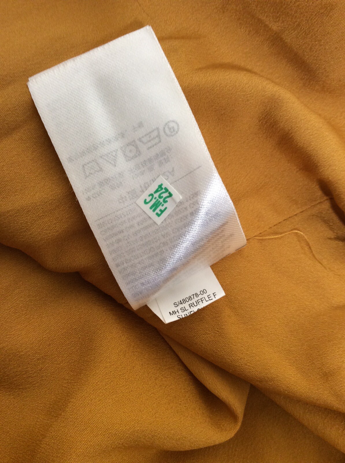 Old Navy DRESS MEDIUM P Waist-defined Ruffled Tie-Neck Gold Hi-Low Midi – NEW