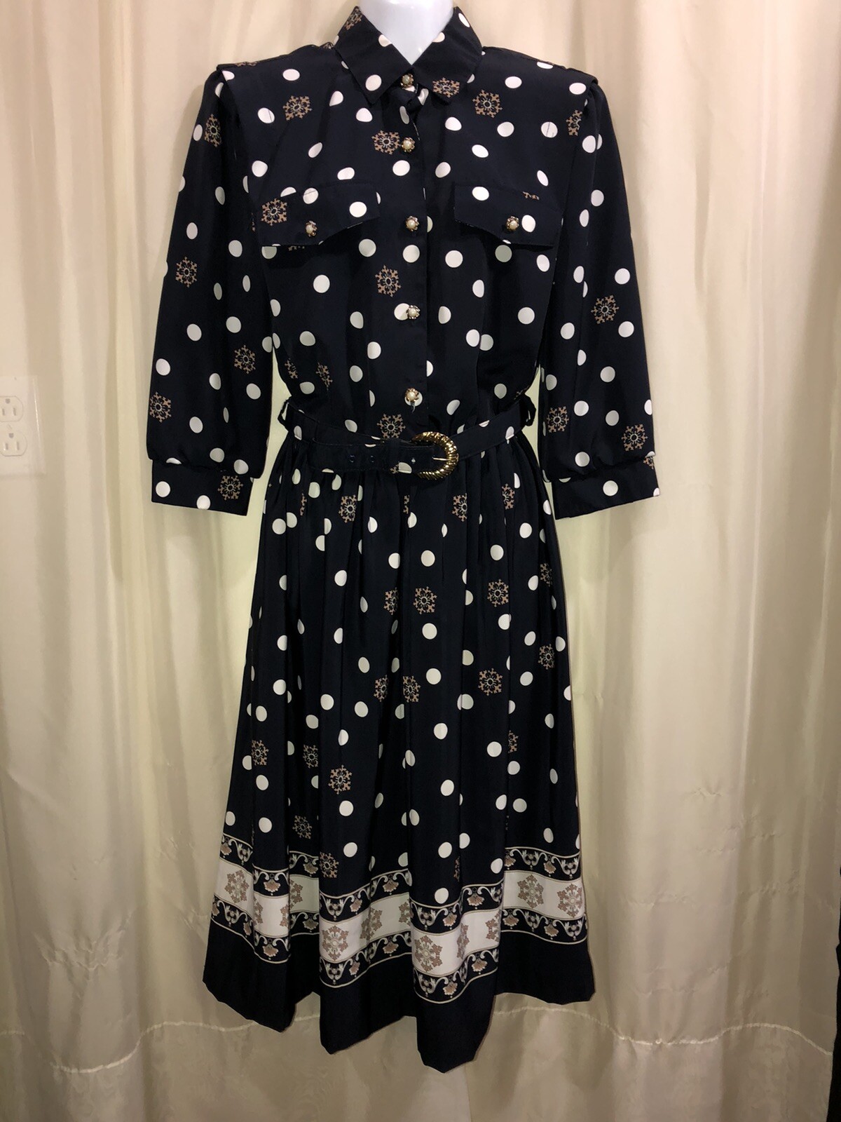 Vtg. BRELI ORIGINALS Silky Belted Dress Women’s Size 8