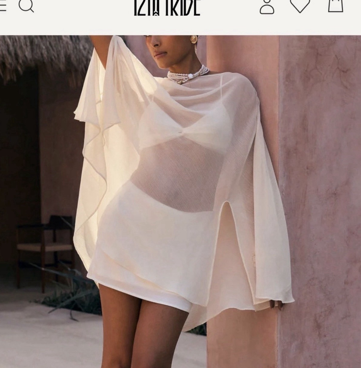 12th Tribe Havana Chiffon Cape Sleeve Mini Dress Long Sleeve Ivory Size XL
