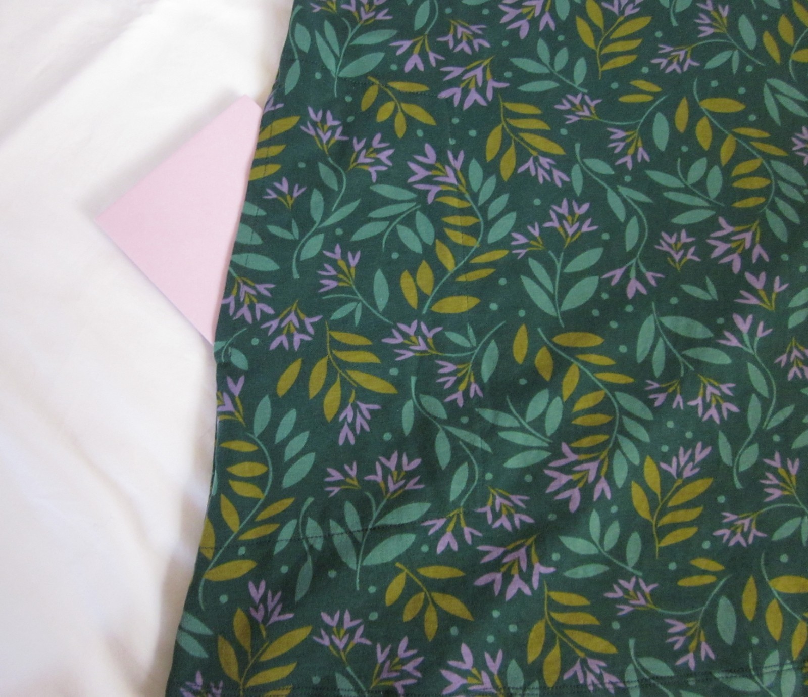 Gudrun Sjoden Leaf Tunic Dress Greens Lavender Organic Cotton Size M Lagenlook