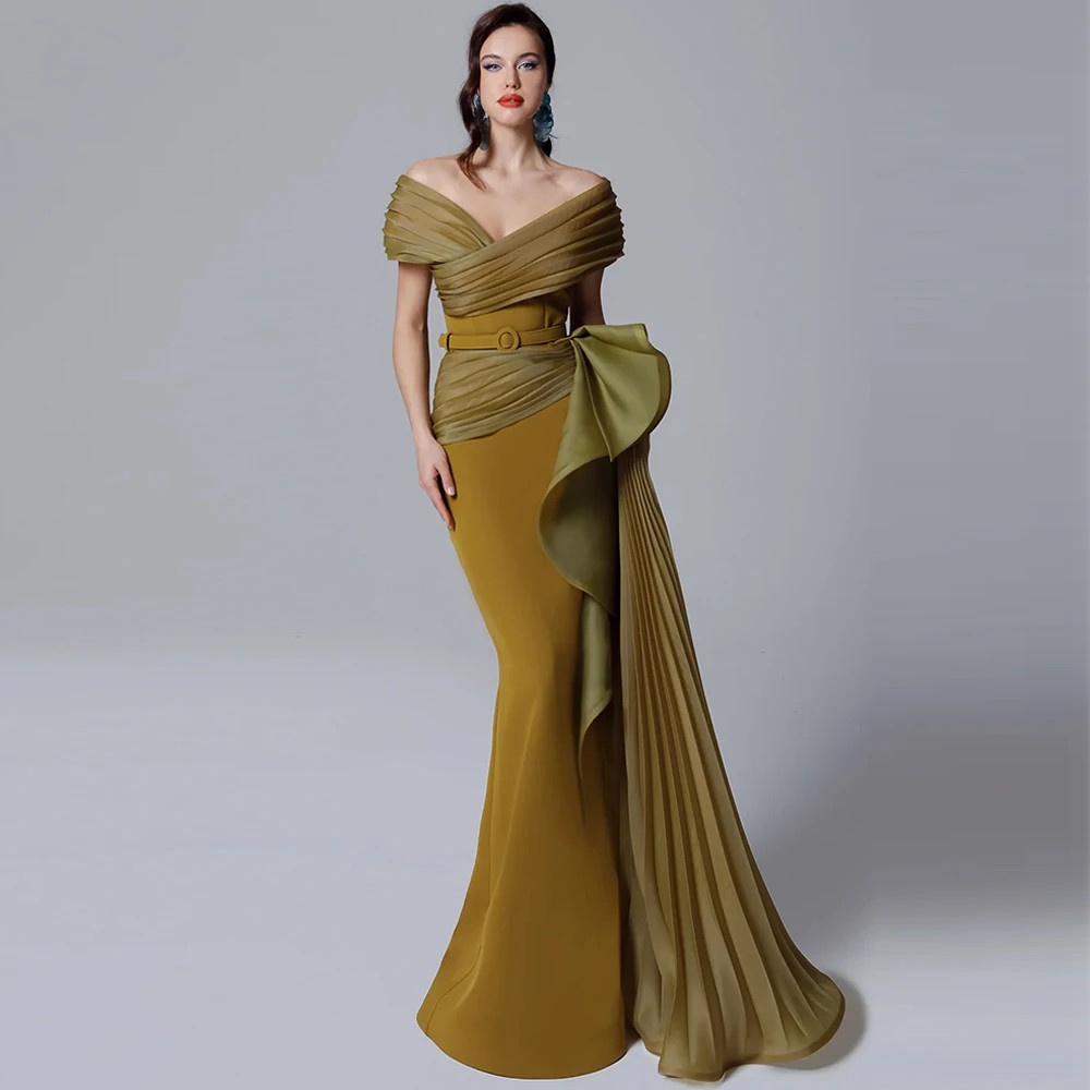 Mermaid Off The Shoulder Homecoming Evening Dresses Luxury Belt Gowns Customized