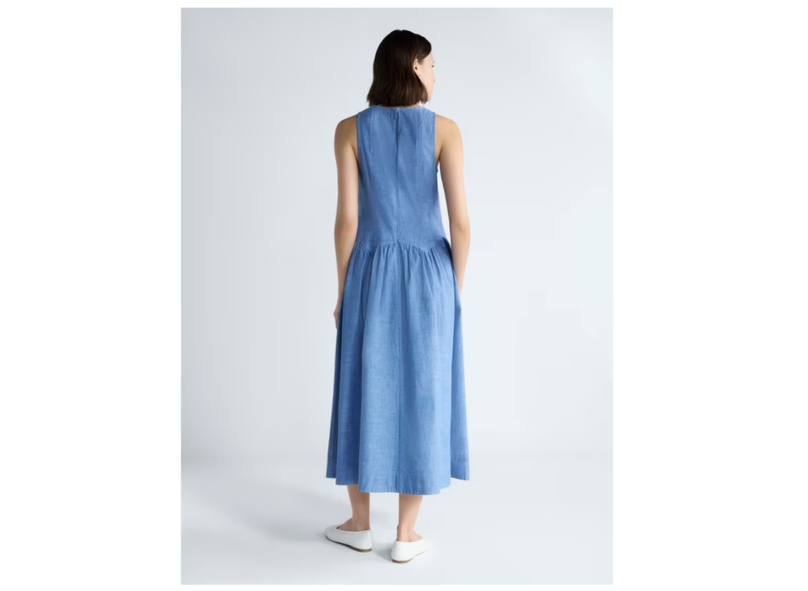 NWT Free Assembly Chambray Denim Dress Cottagecore USA Soft Garden Chic