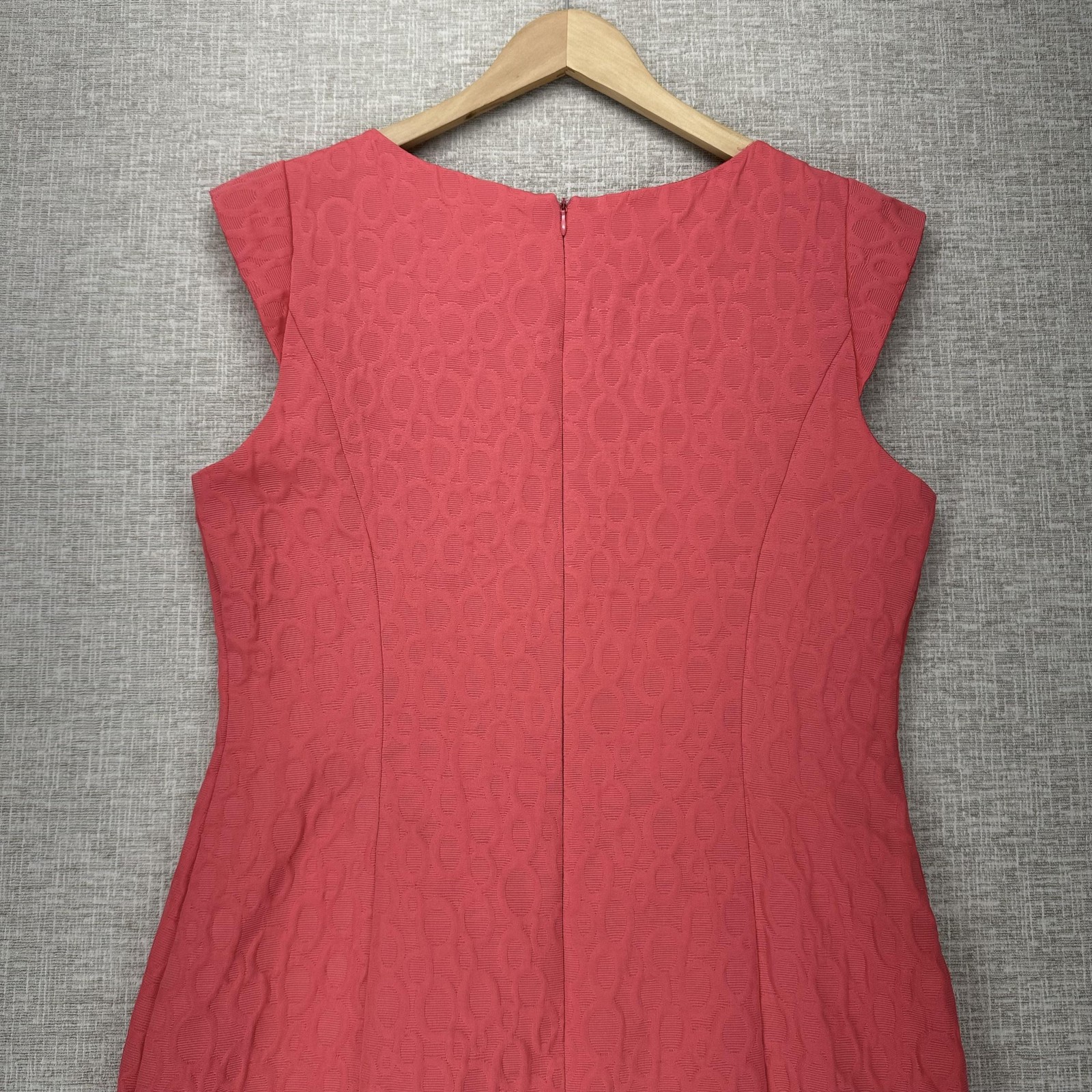 Studio I Dress Womens 10 Salmon Pink Textured Bow Sheath Lined Back Zip