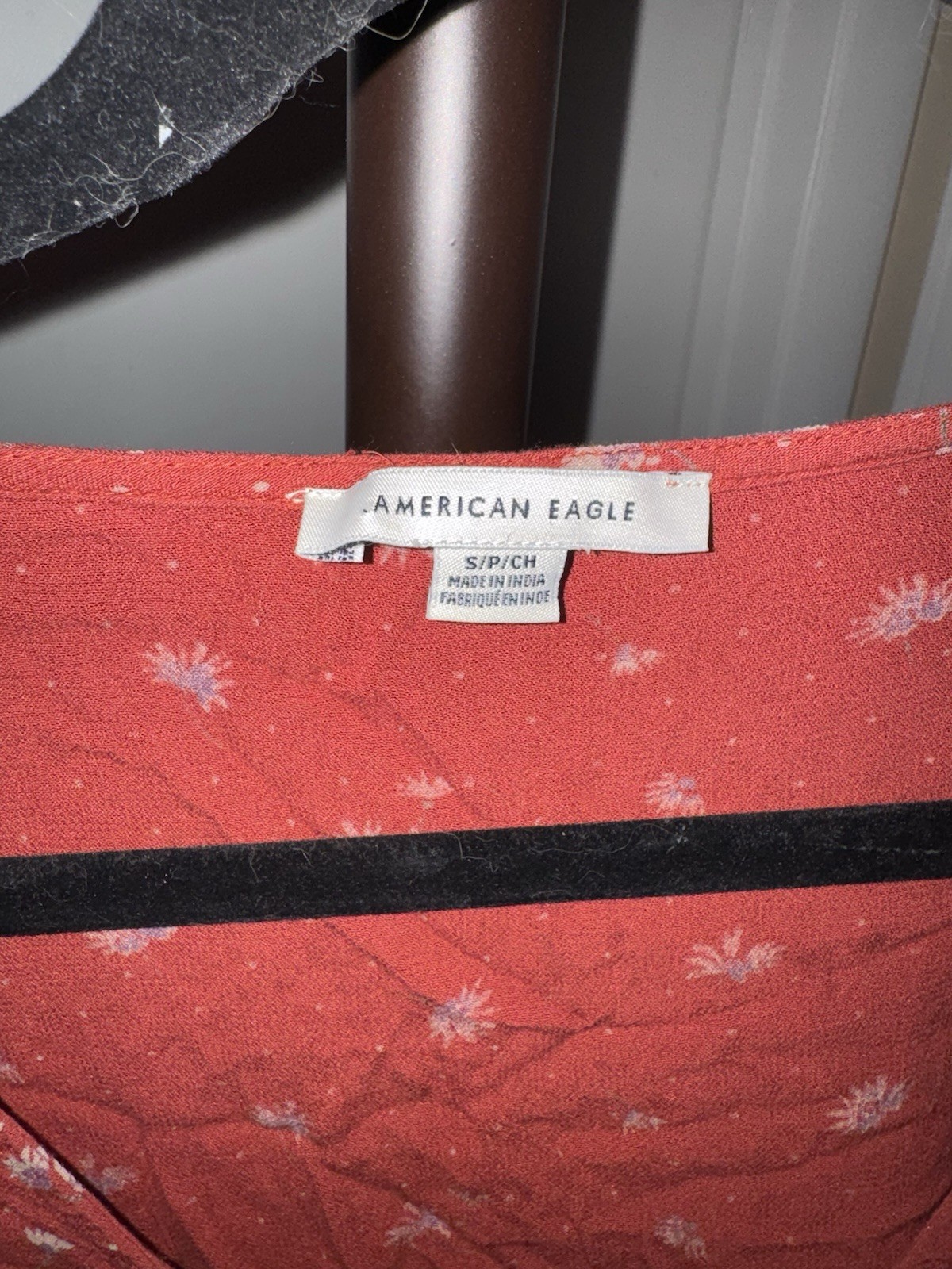 American Eagle Women’s Orange Button Down Dress Flowers Size Small