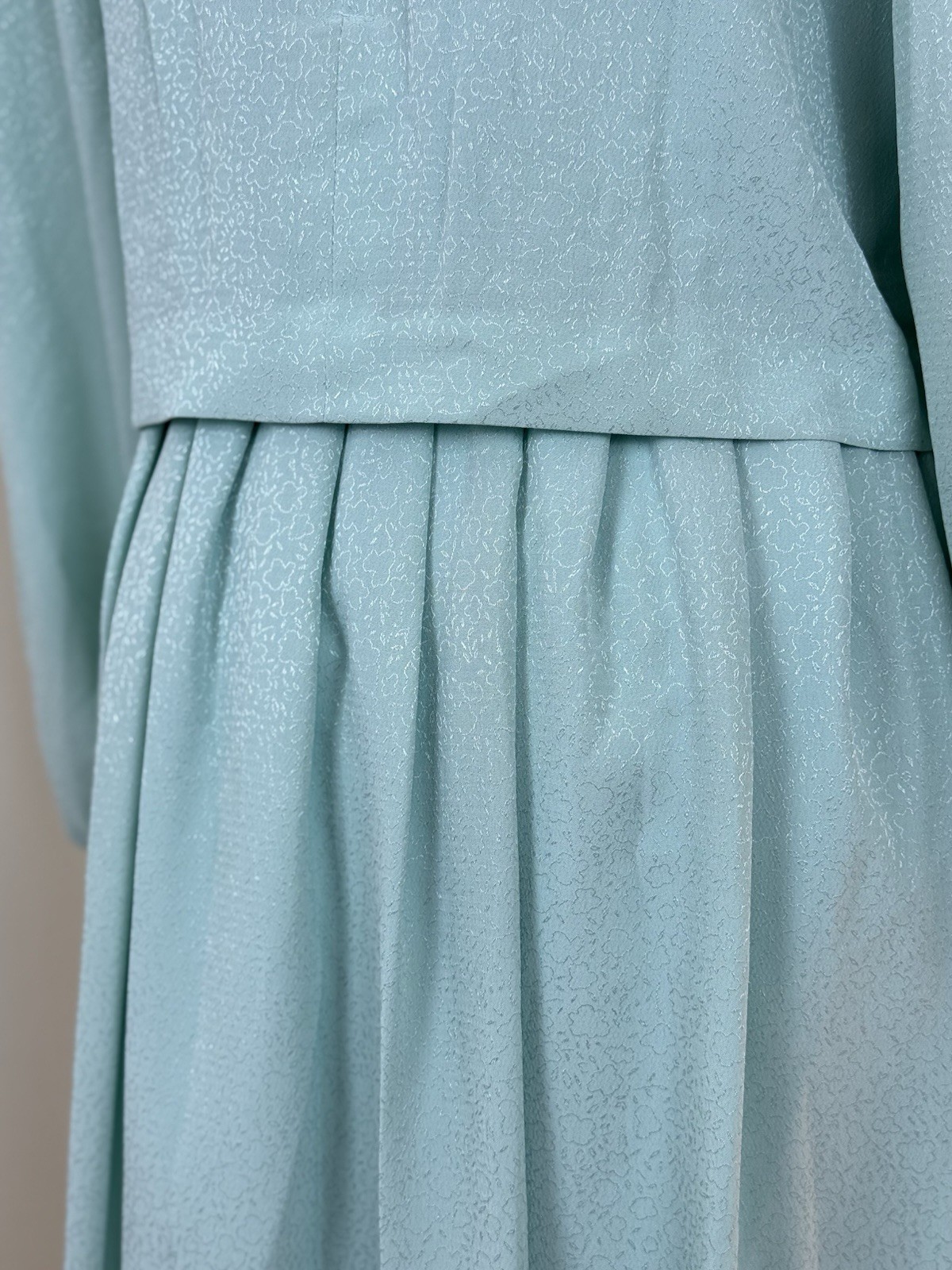 Fransoise Bow Neck Midi Dress Long Sleeve Pearl Button Detail Pleated Skirt