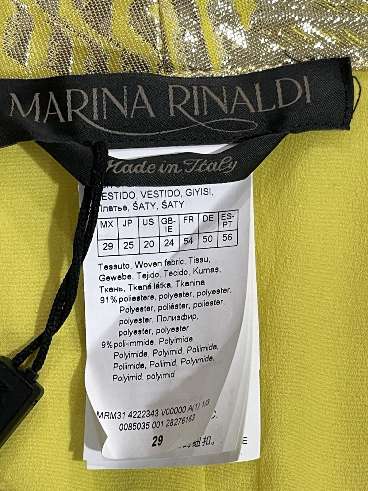 MARINA RINALDI FORMAL EVENING YELLOW/GOLD GOWN BROCADE DRESS US-20 NWT $2,800