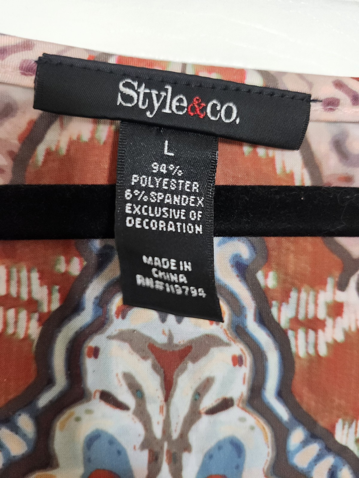 Style&Co Womans Multicolor Short Sleeve Scoop Neck Knee Length Dress Size L