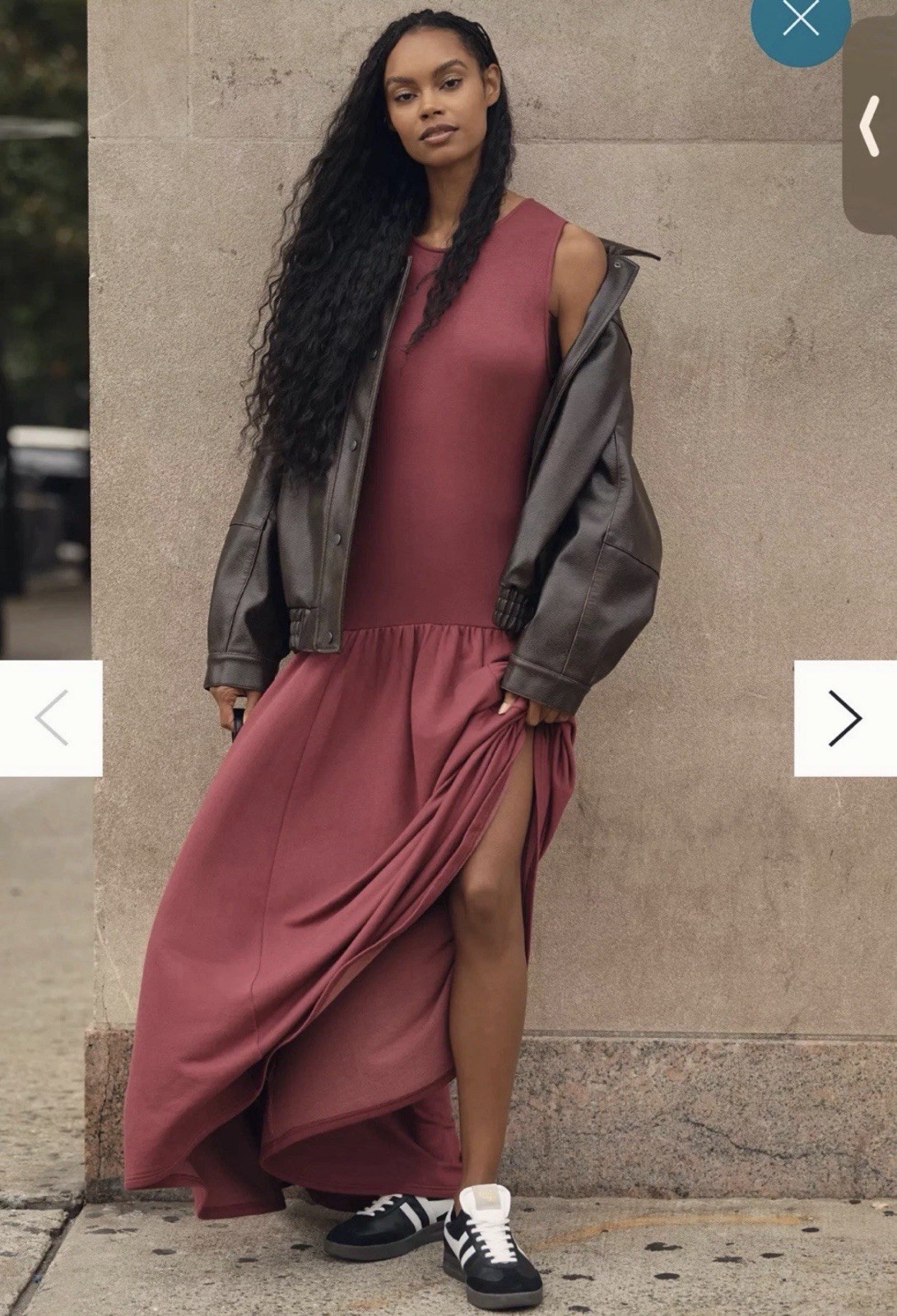 Daily Practice by Anthropologie Sleeveless Drop-Waist Midi Dress Large Wine