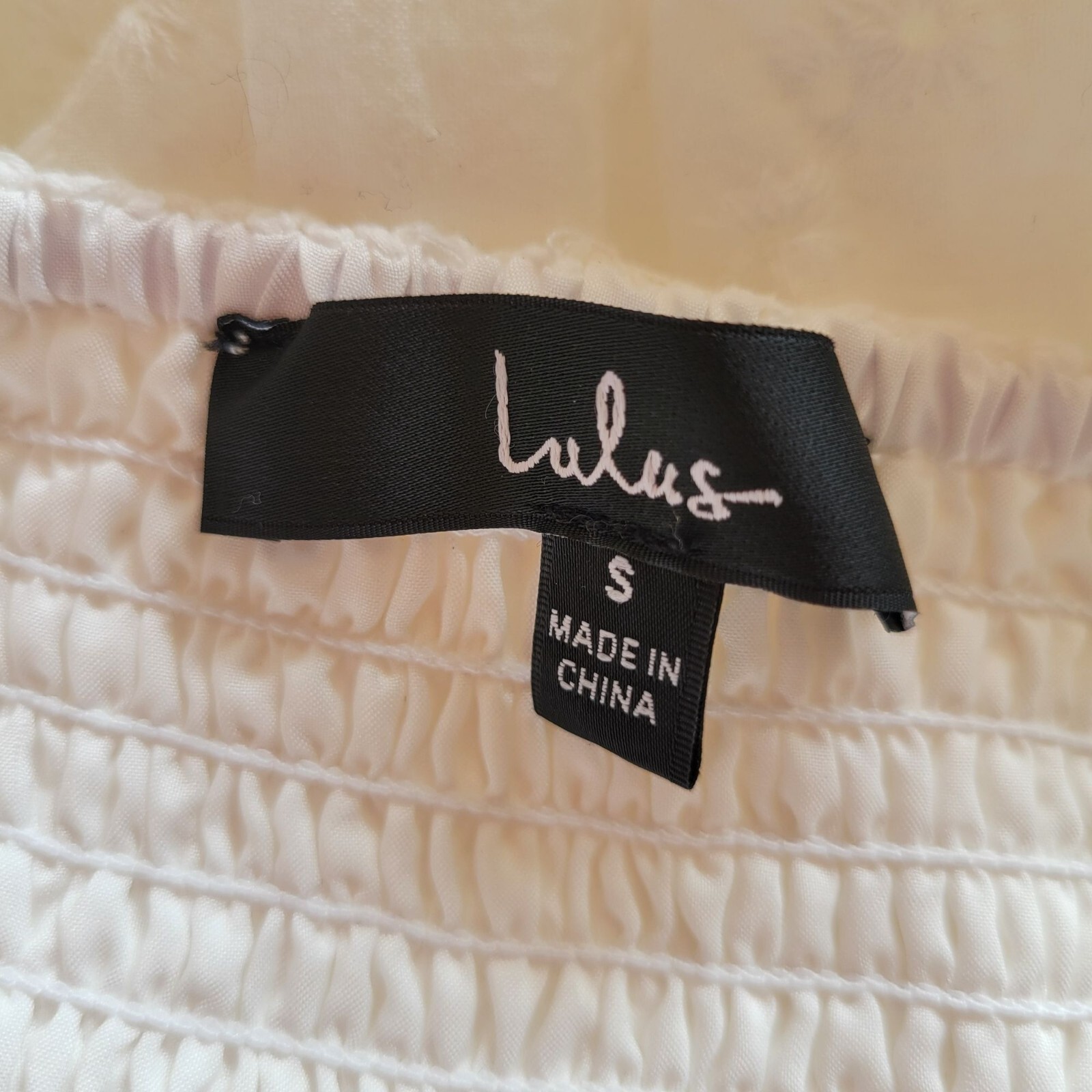 Lulus S White Eyelet Halter Maxi Dress Smocked Back Tie Closure Cotton