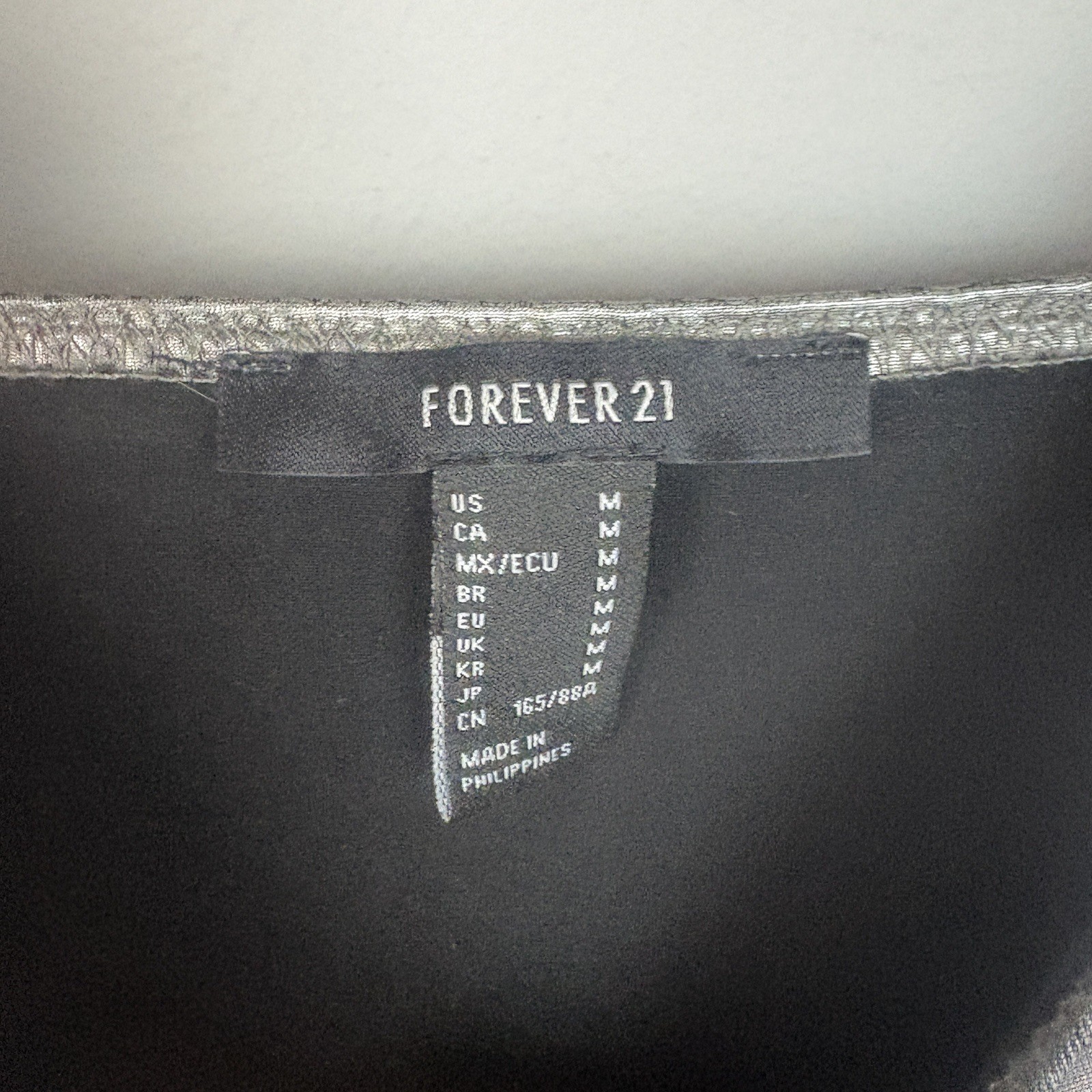 Forever 21 Dress Womens M Silver Pewter Metallic Stretch Party Dress New Years