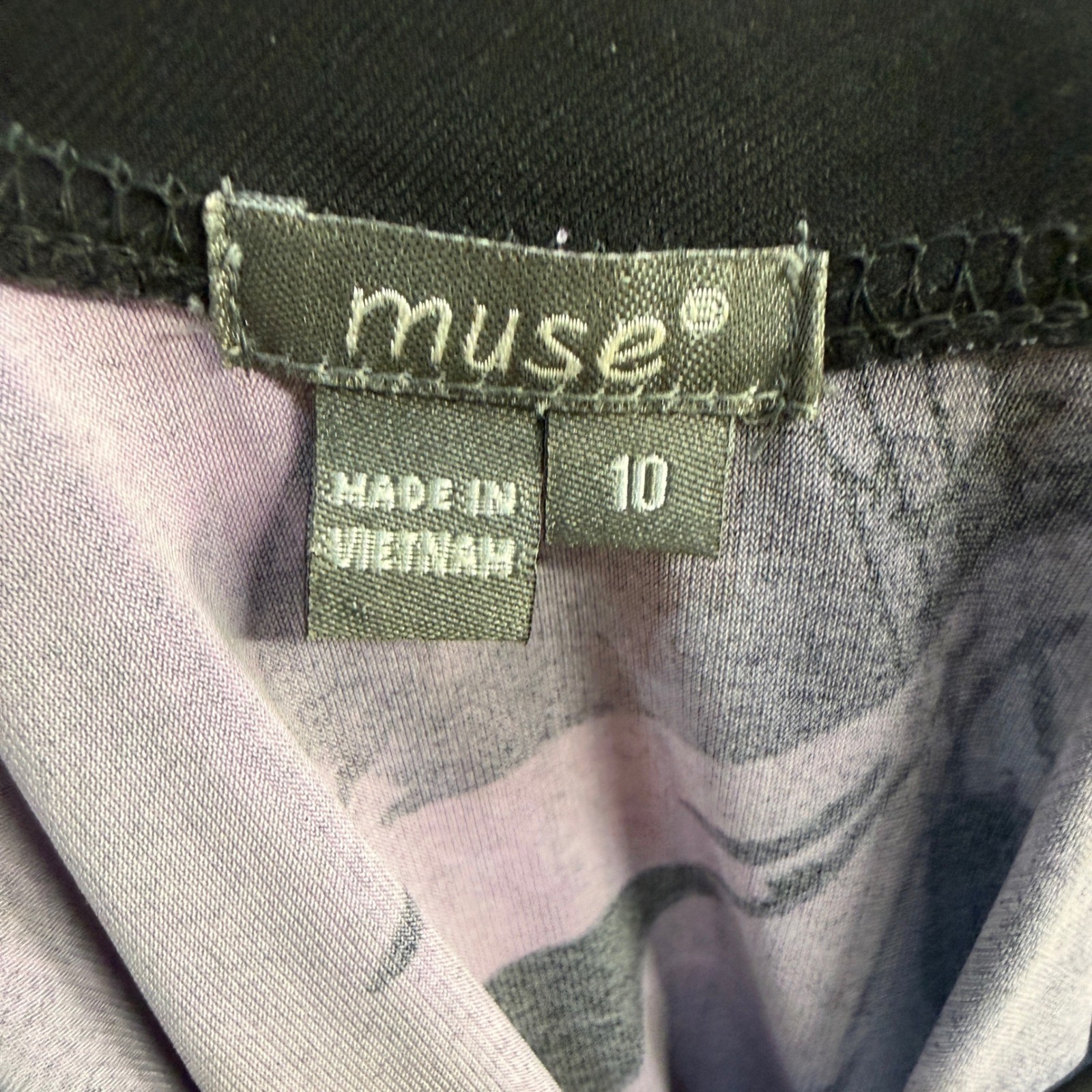 Muse Women Purple Black Abstract Brushstroke Cowl Back Sheath Dress Size 10