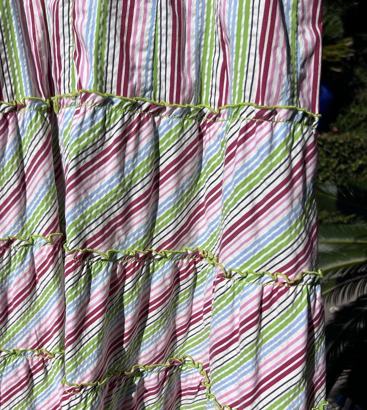 Vintage Nanette Lepore Cotton Bd Tiers Stretch Striped Colorful Sundress Dress 6