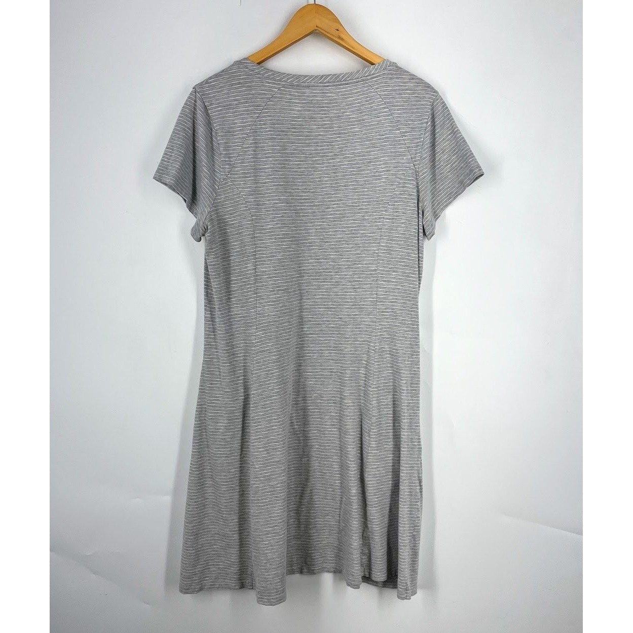 Toad&Co Womens Windmere SS Dress XL Grey Striped Organic Cotton Tencel T1772802