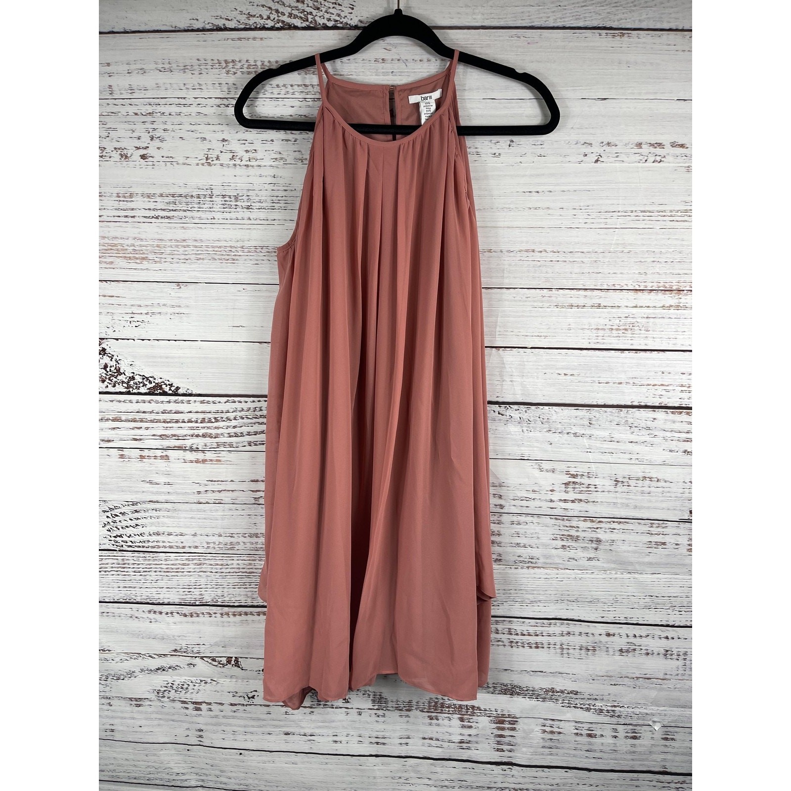 Bar III Dress Women’s Size M Pink Bronzed Rose Sleeveless A-Line Pleated NWT