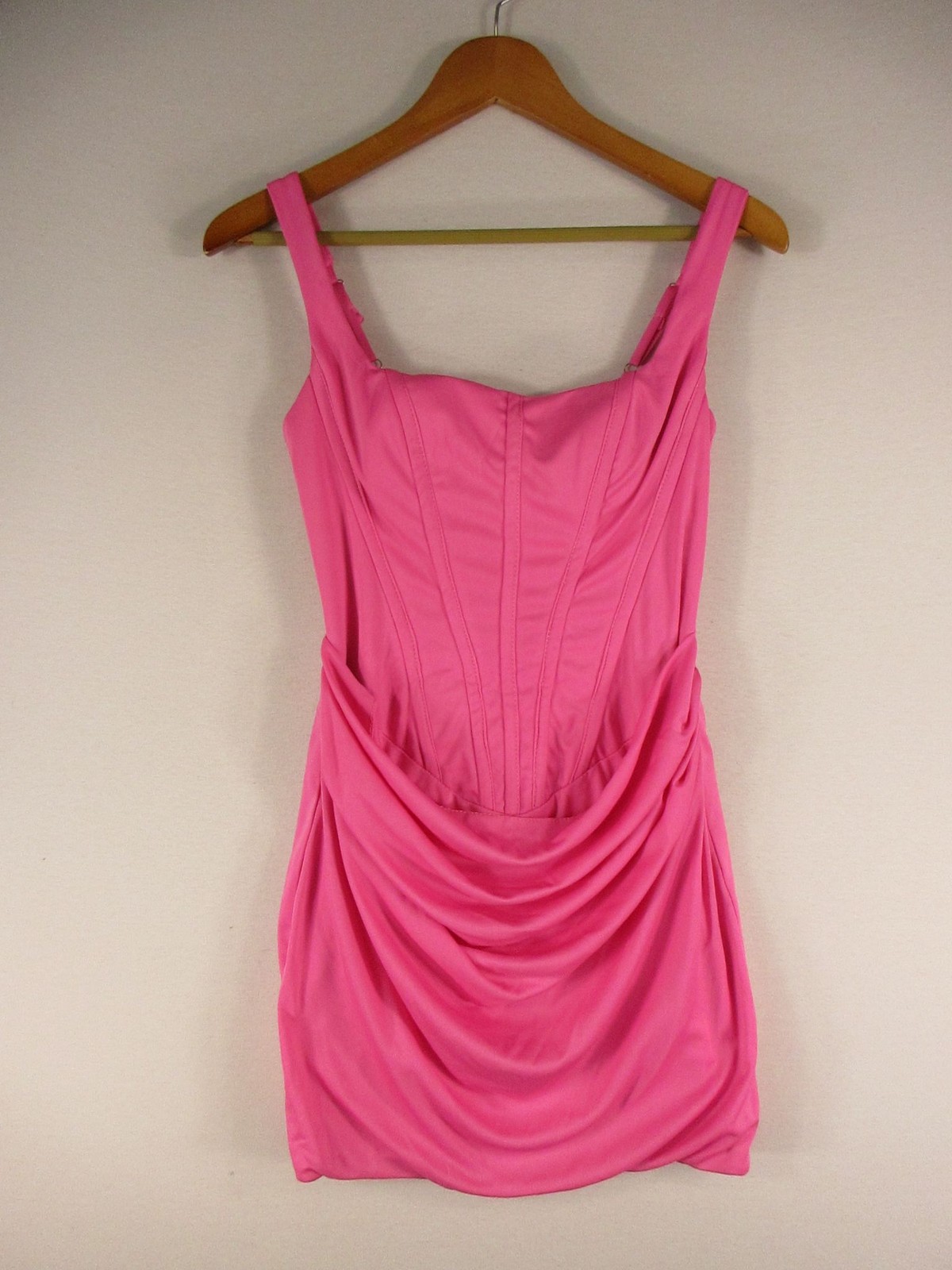 Womens Cocktail Dress Size 2 Pink Sleeveless Corset Bodice Draped Skirt Zipper