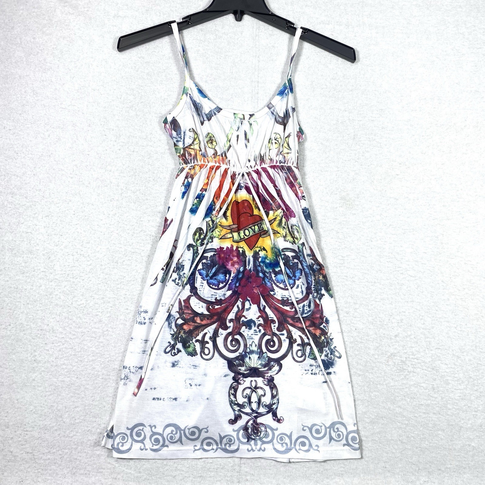 Ocean Shore Mini SunDress BabyDoll Women’s S Heart Love Tattoo Print Pullover