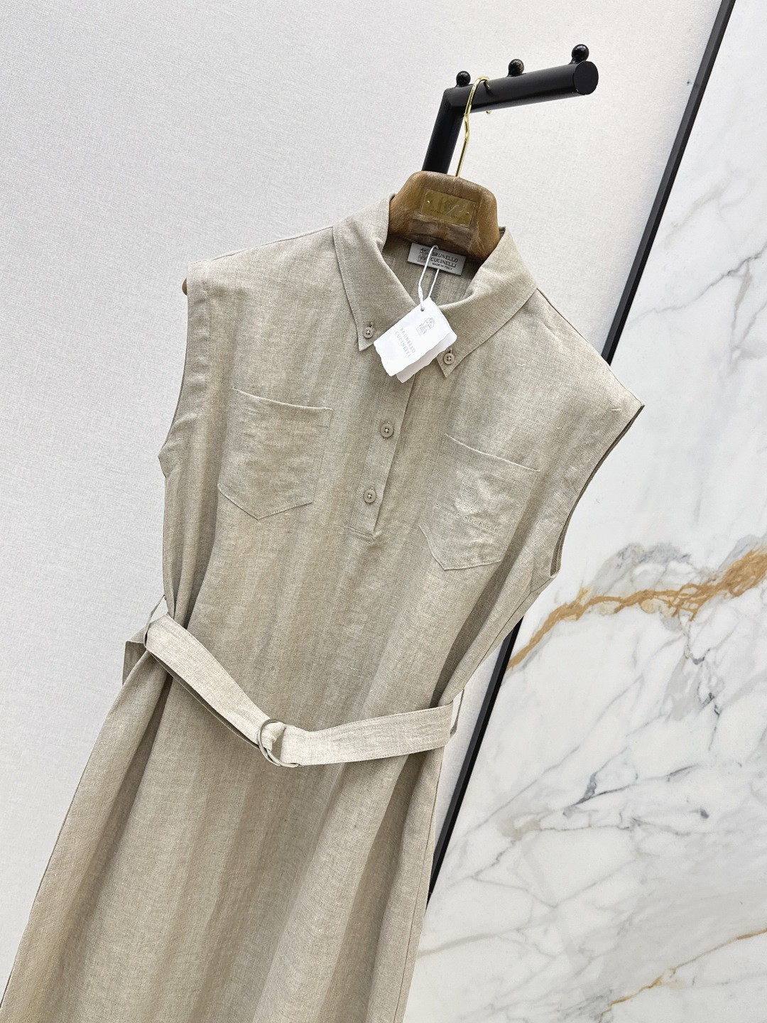 Brunello Cucinelli’s latest Spring/Summer Italian minimalist long linen dress
