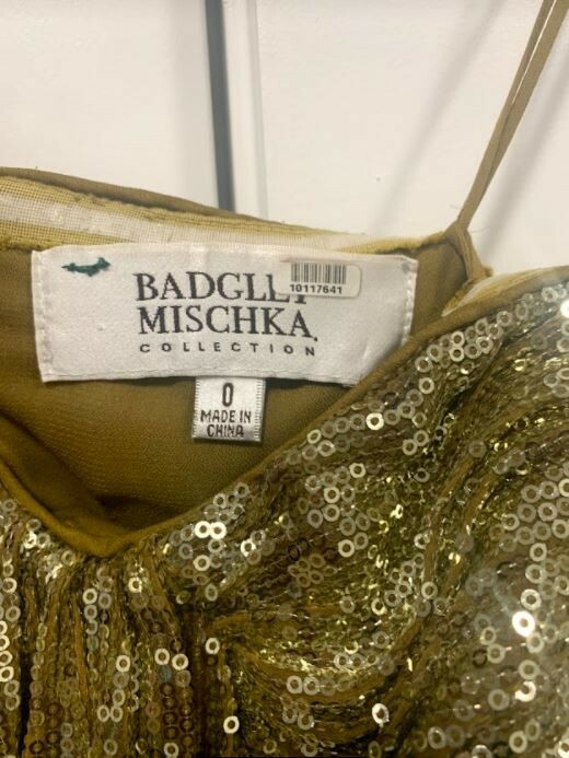 Badgley Mischka Strapless Gold Sequin Dress Size 0 Mid-Thigh Length