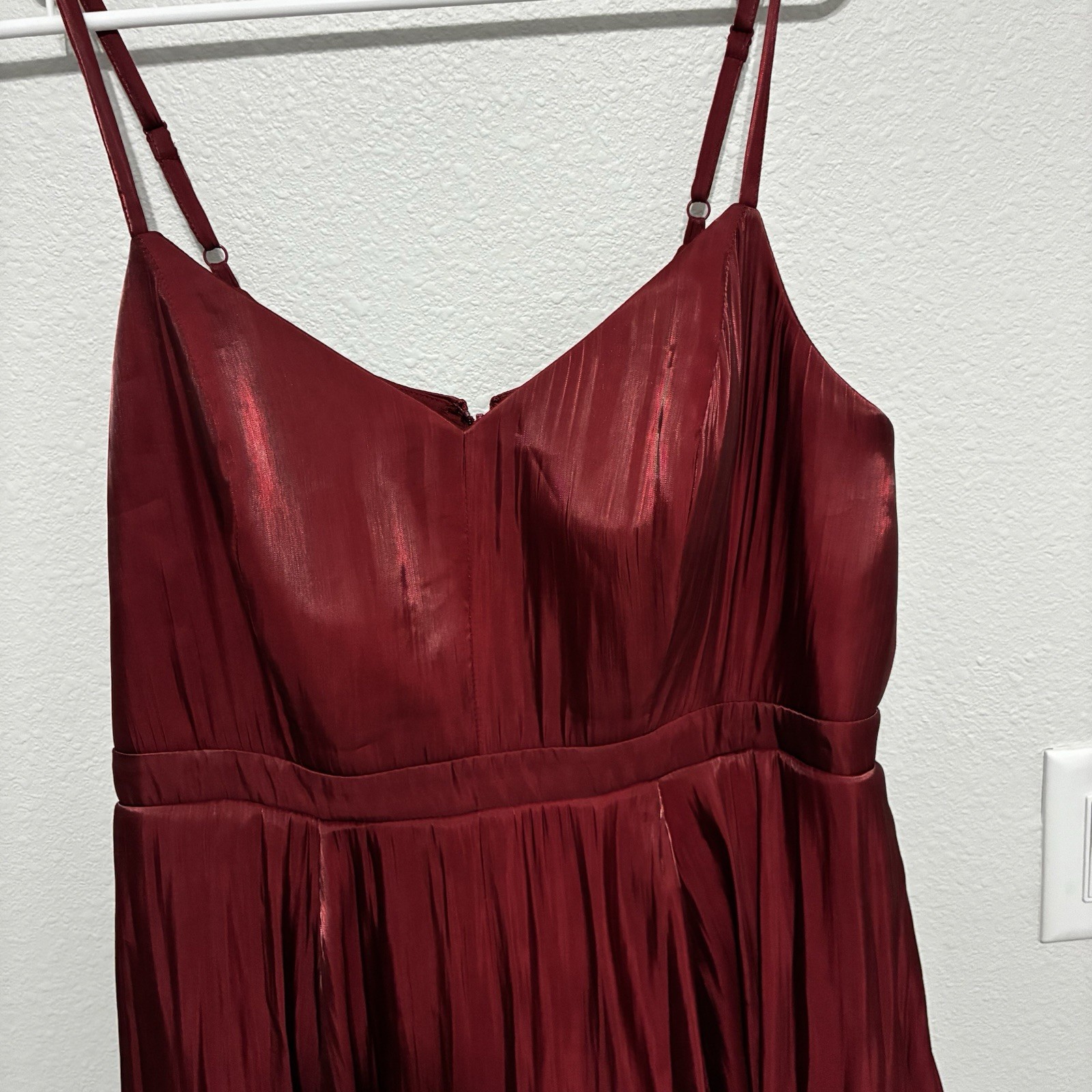 Torrid Dark Red Pleated Fit & Flare Dress 12 Mini V-Neck Spaghetti Strap