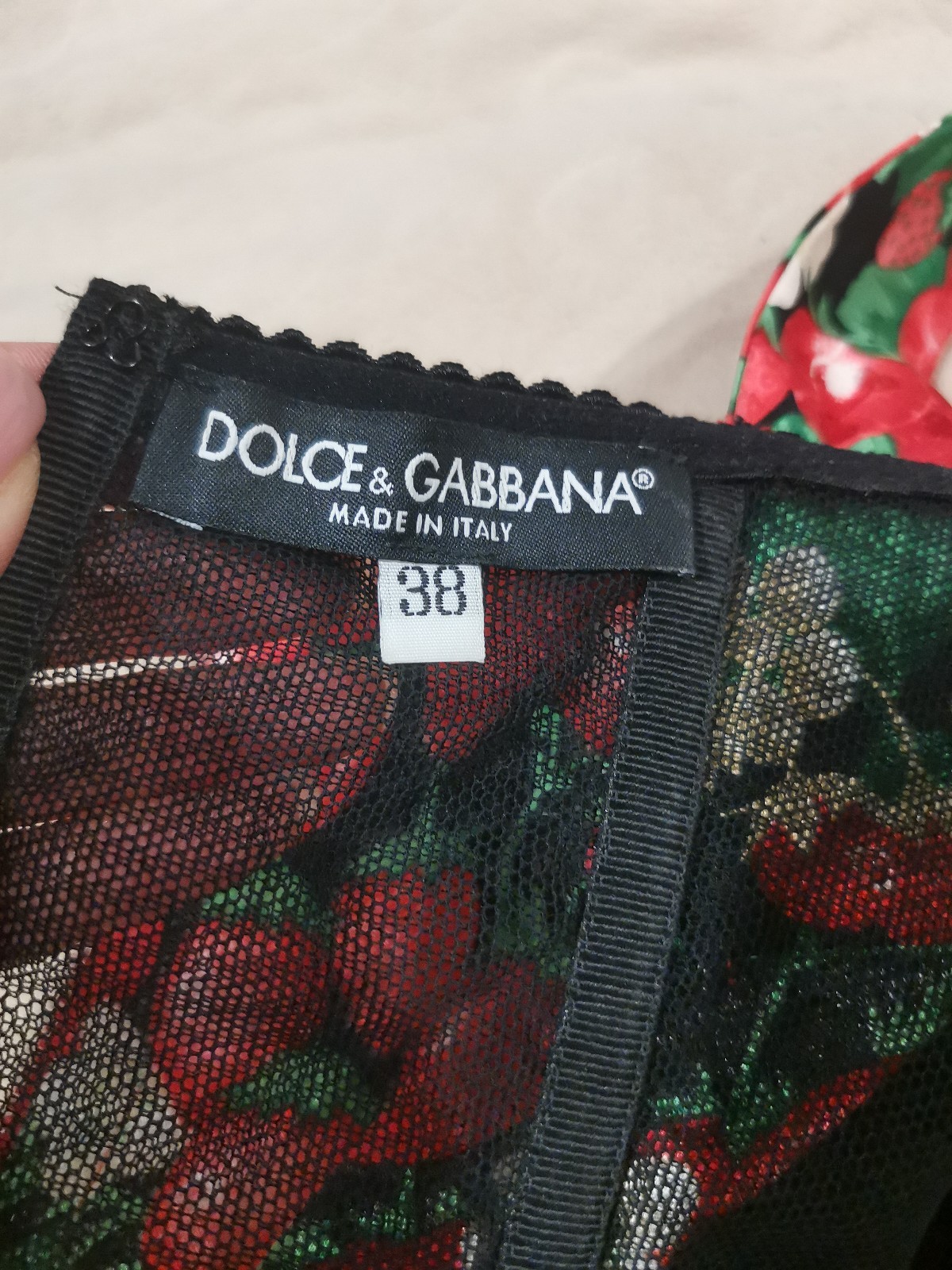 🆓US🛃 SS 2006 Dolce&Gabbana strawberries printed silk corset dress IT 38